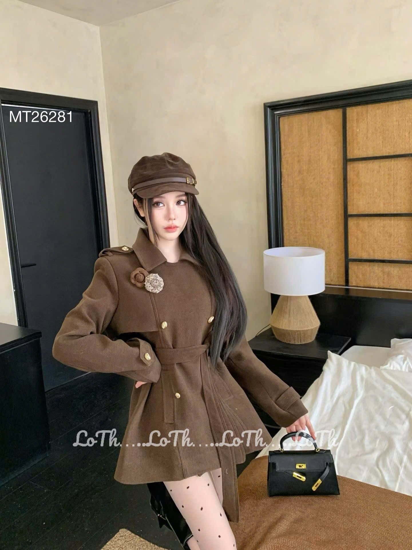 MT26281 măng tô tag hoa trà