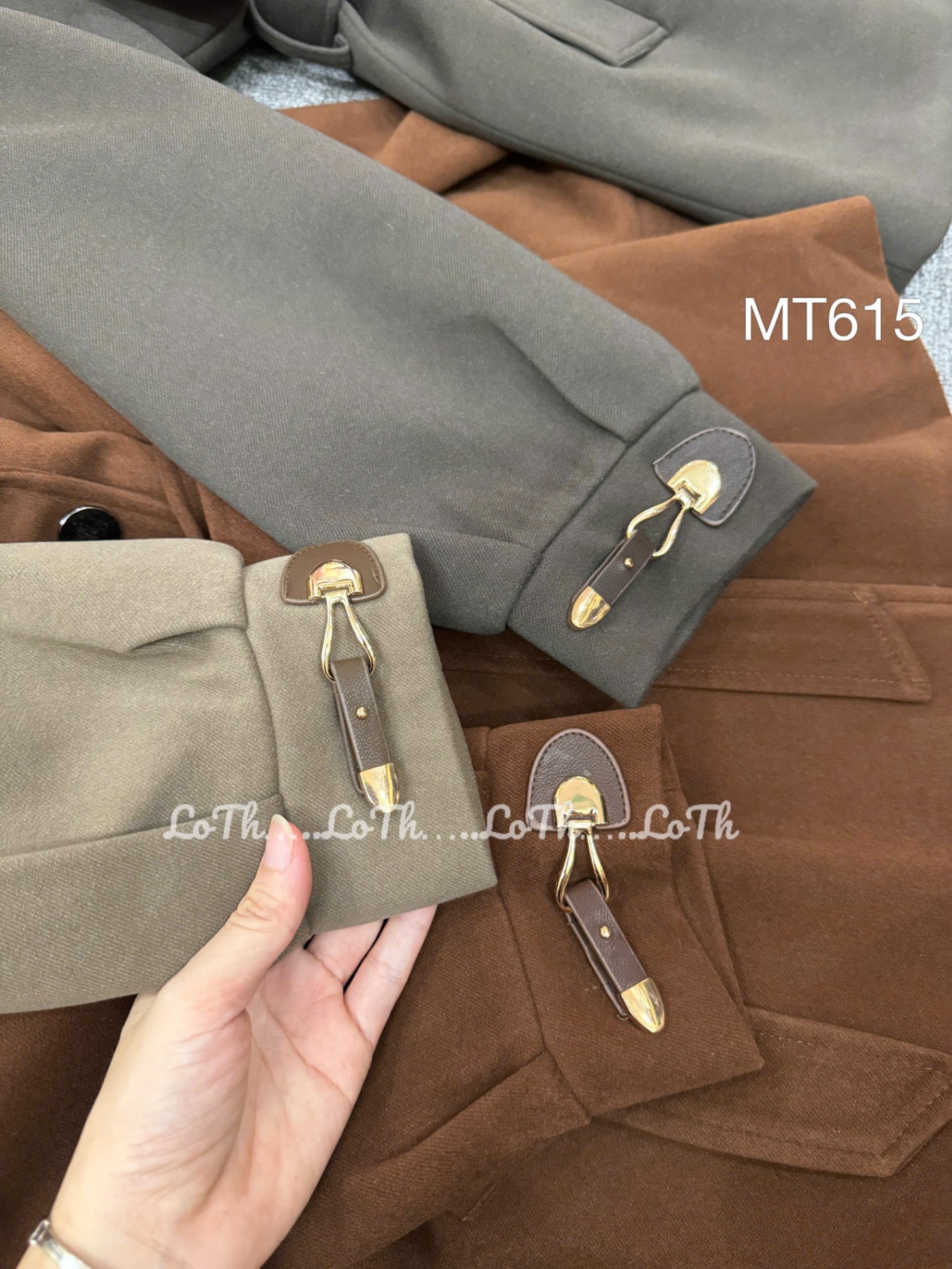 MT615 áo măng tô tag khóa da