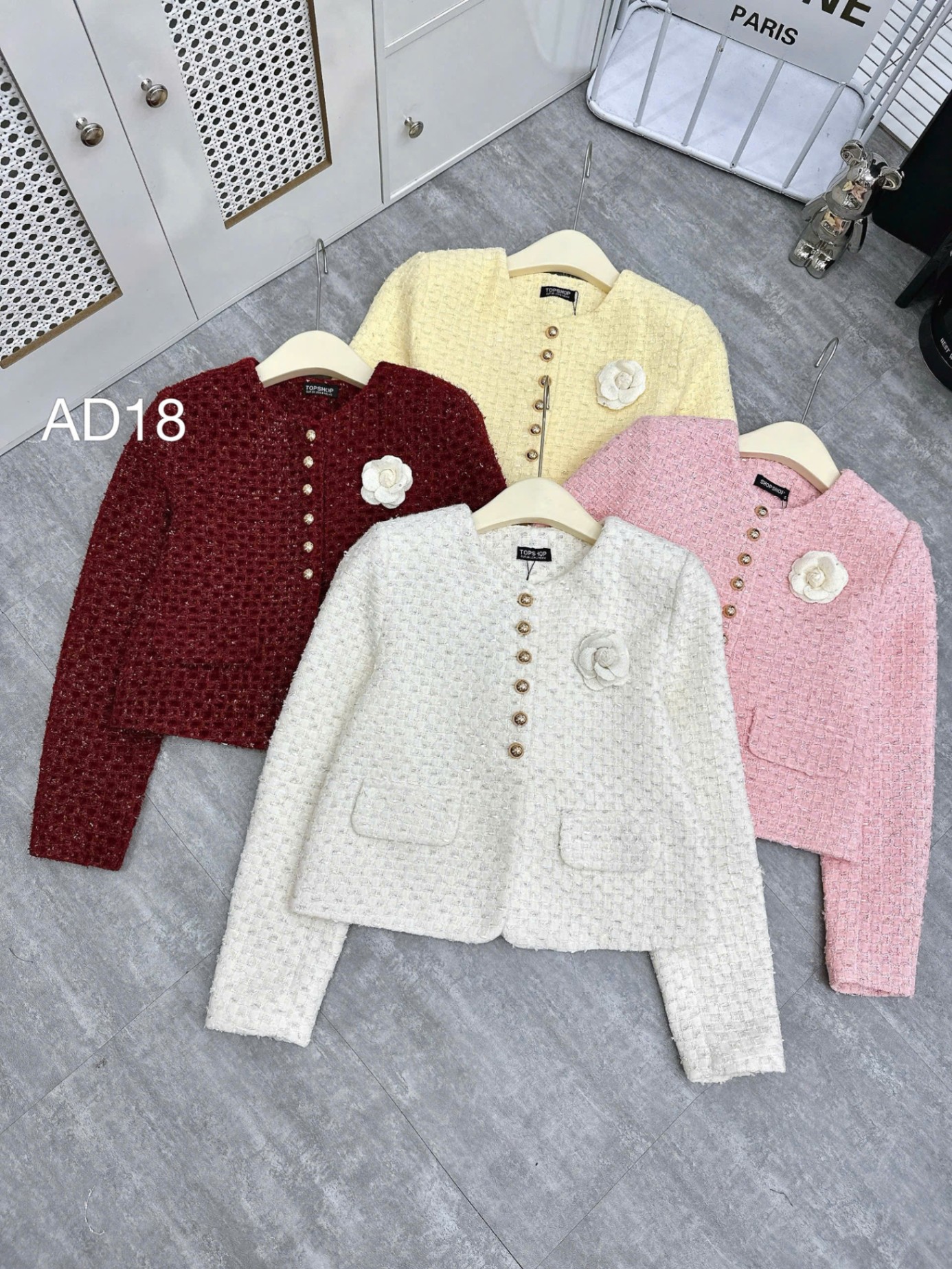 AD18 áo dạ cúc vàng hoa trà