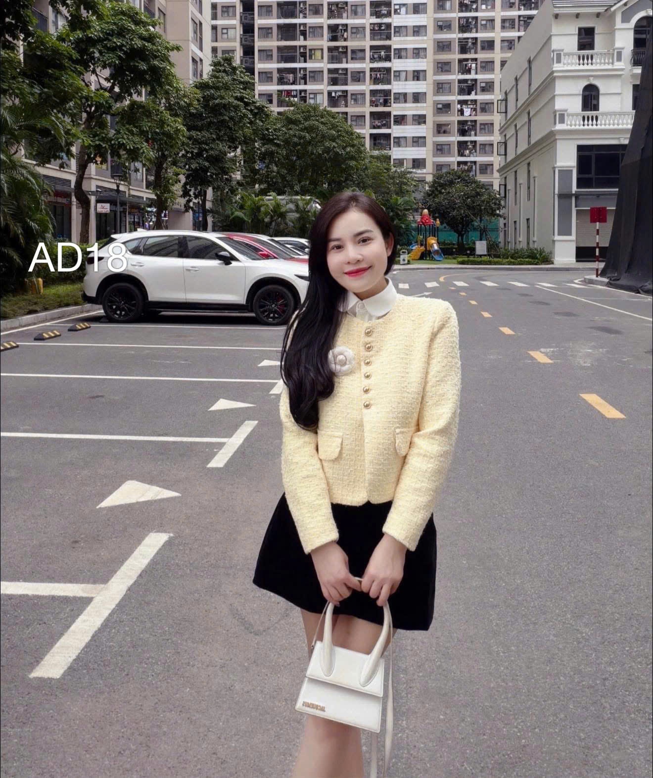 AD18 áo dạ cúc vàng hoa trà