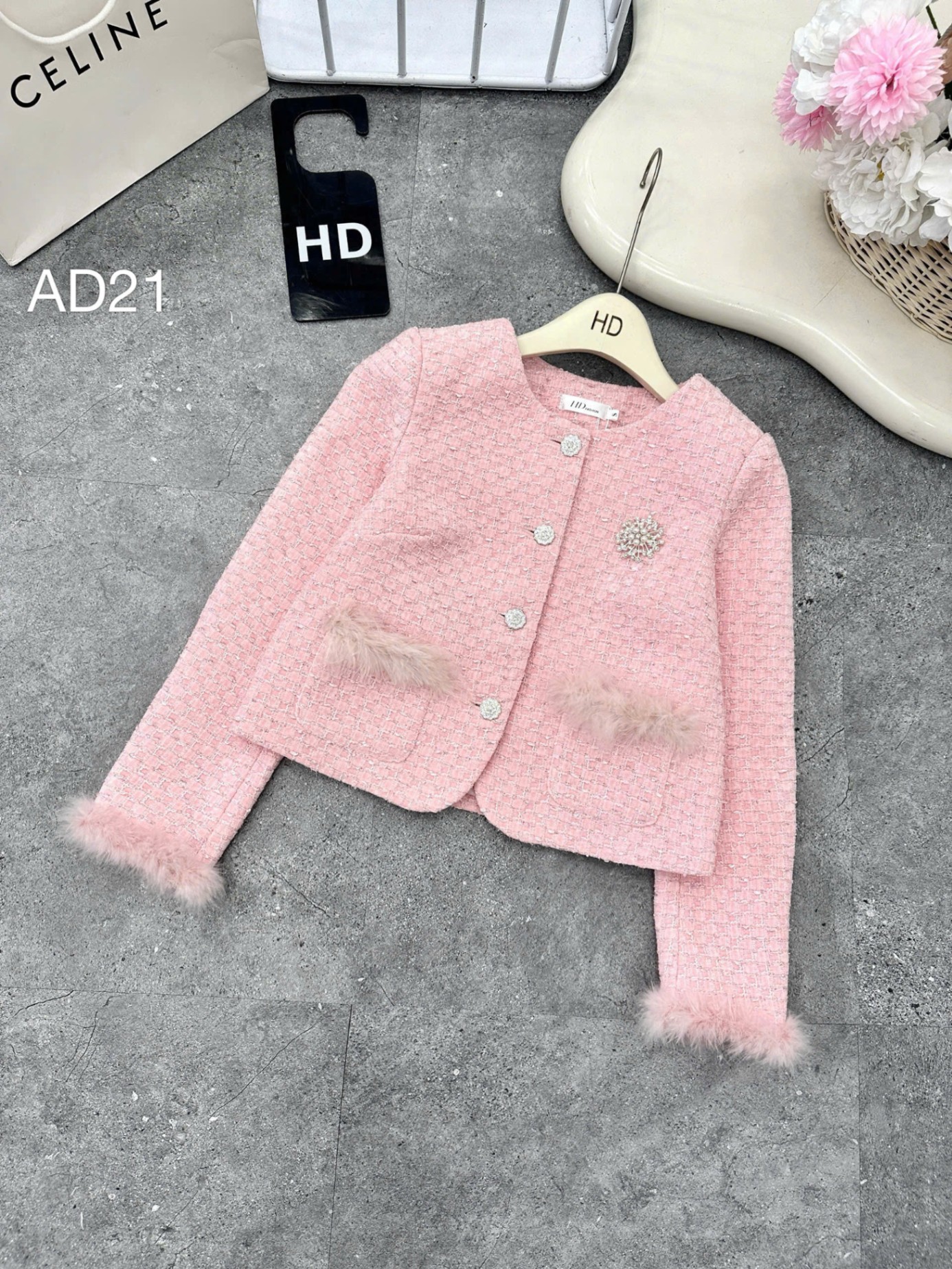 AD21 áo dạ viền lông