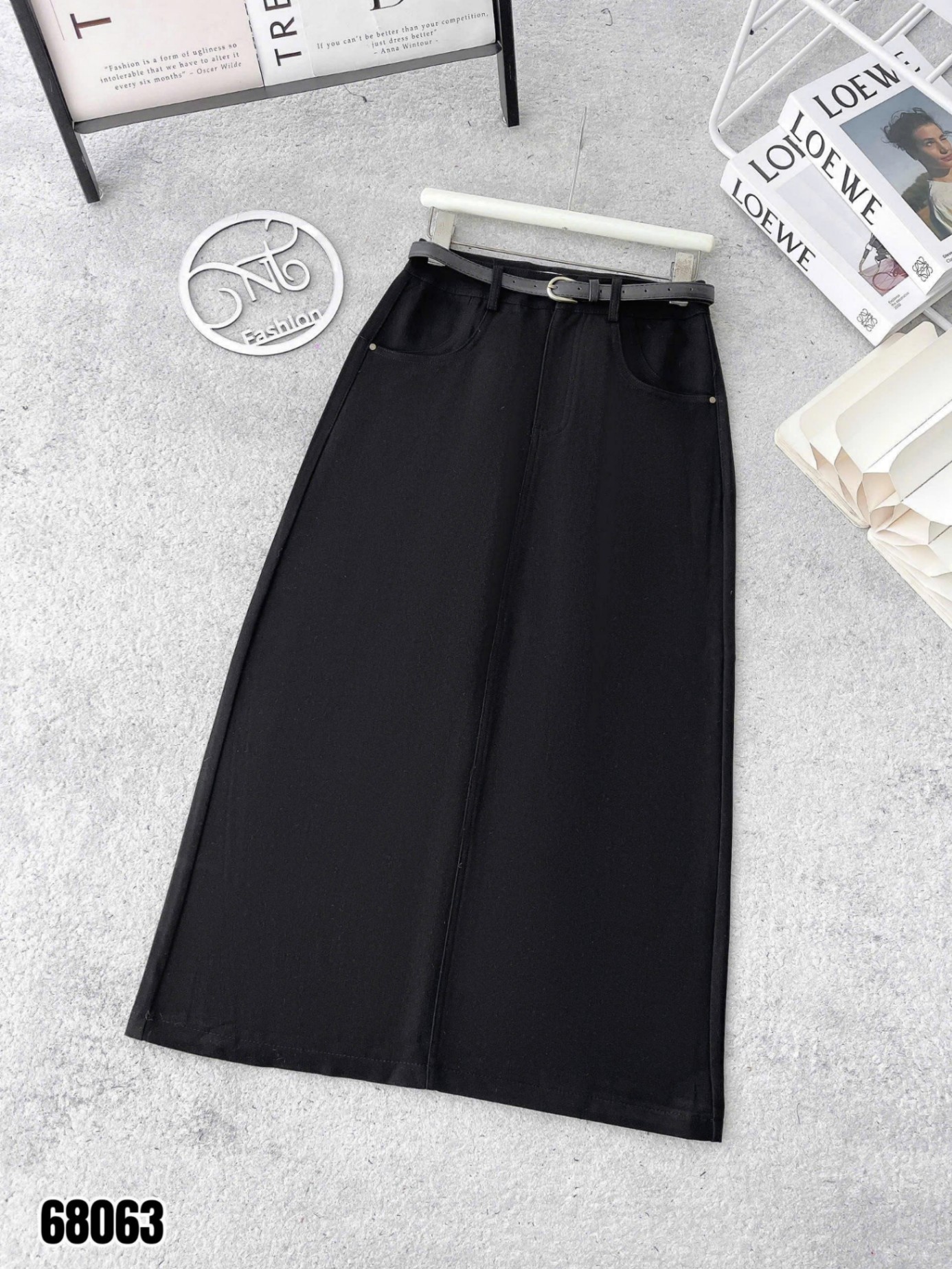 CV68063 Chân váy dạ A kèm đai