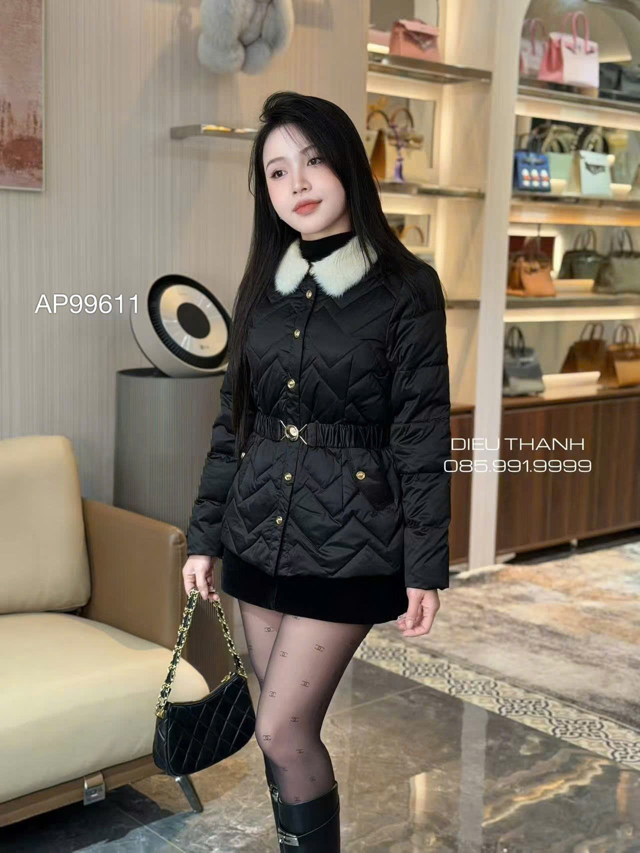 AP99611 áo phao siêu nhẹ cổ lông