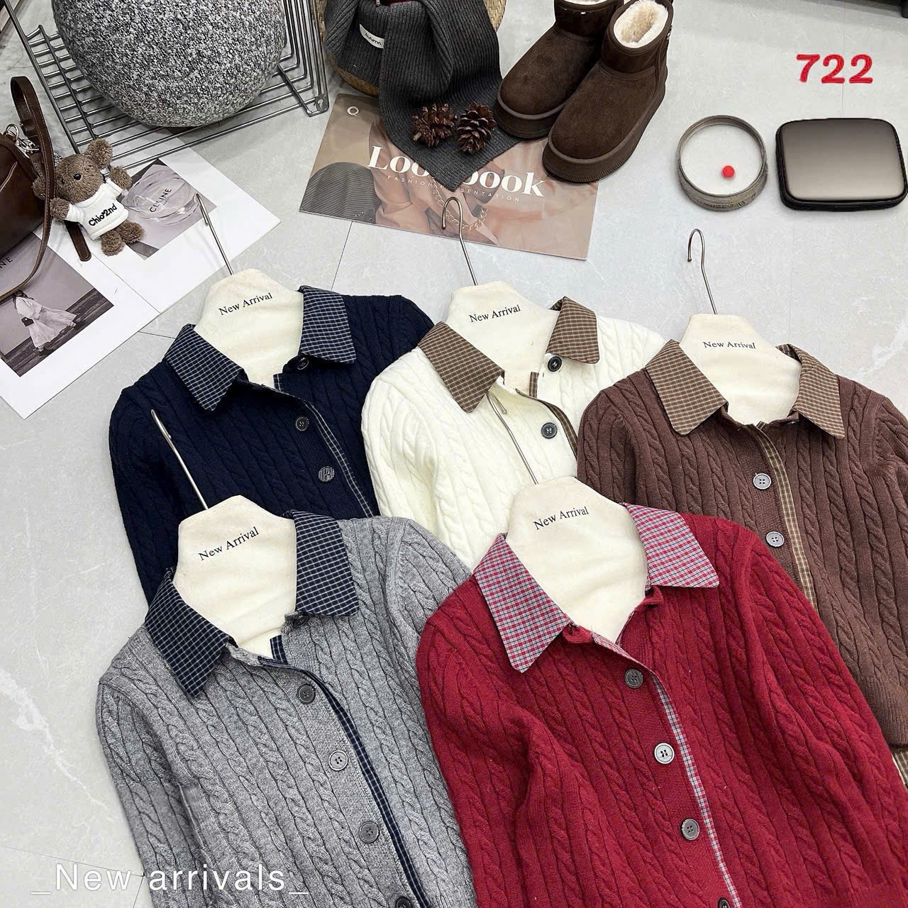 AL722 áo len cổ kẻ