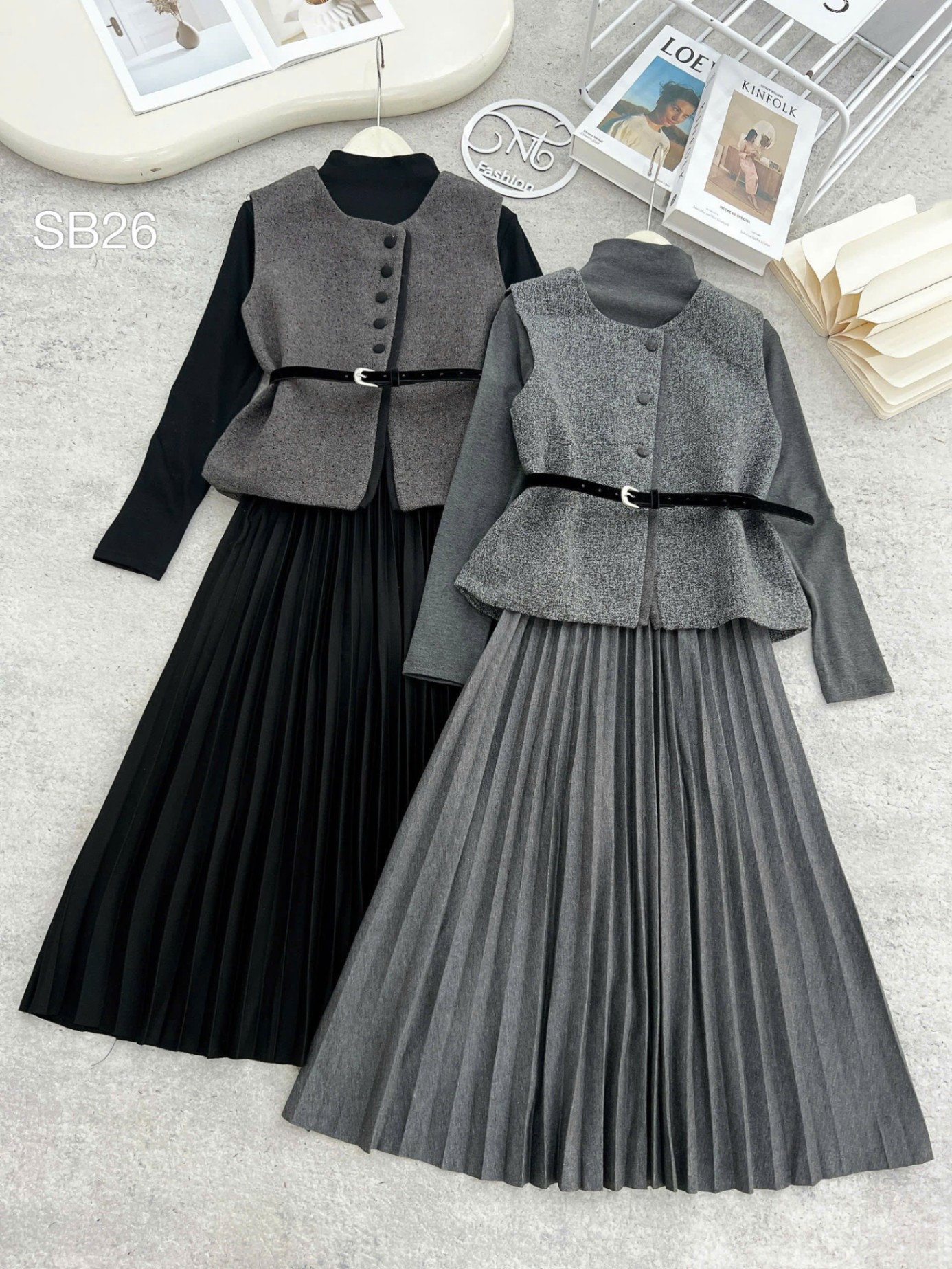 SB26 set váy gile dạ
