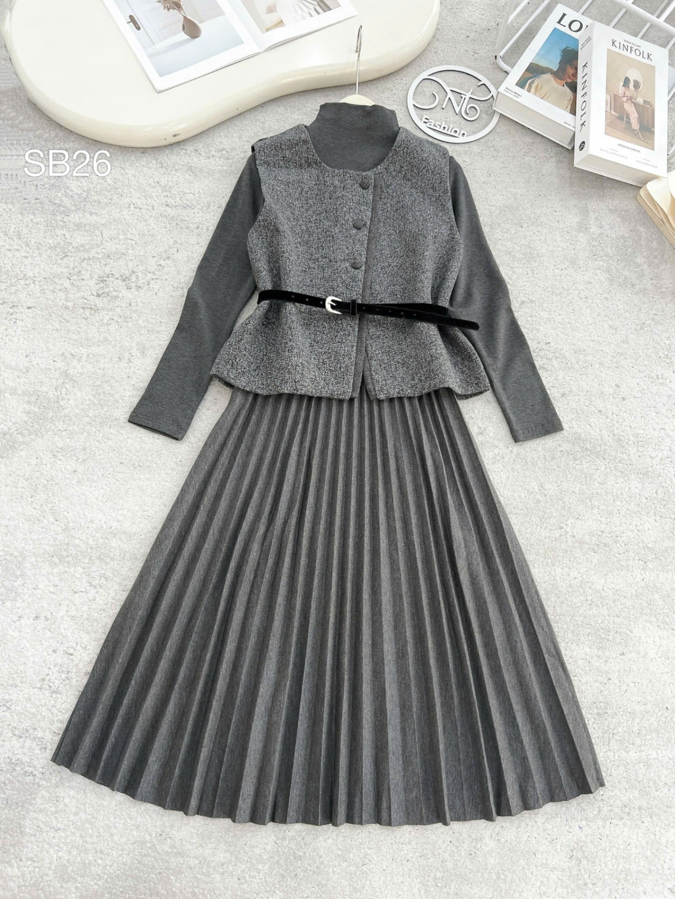 SB26 set váy gile dạ