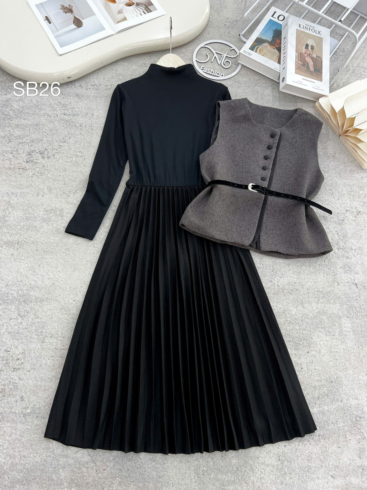 SB26 set váy gile dạ