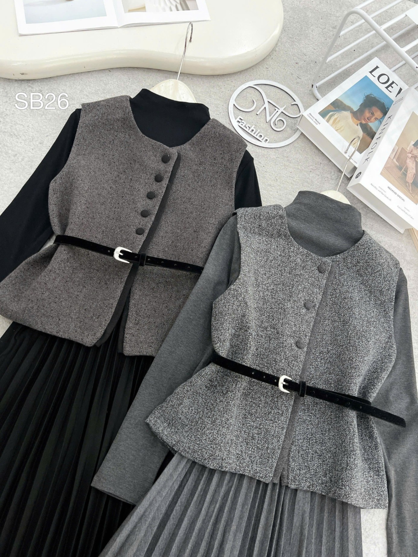 SB26 set váy gile dạ