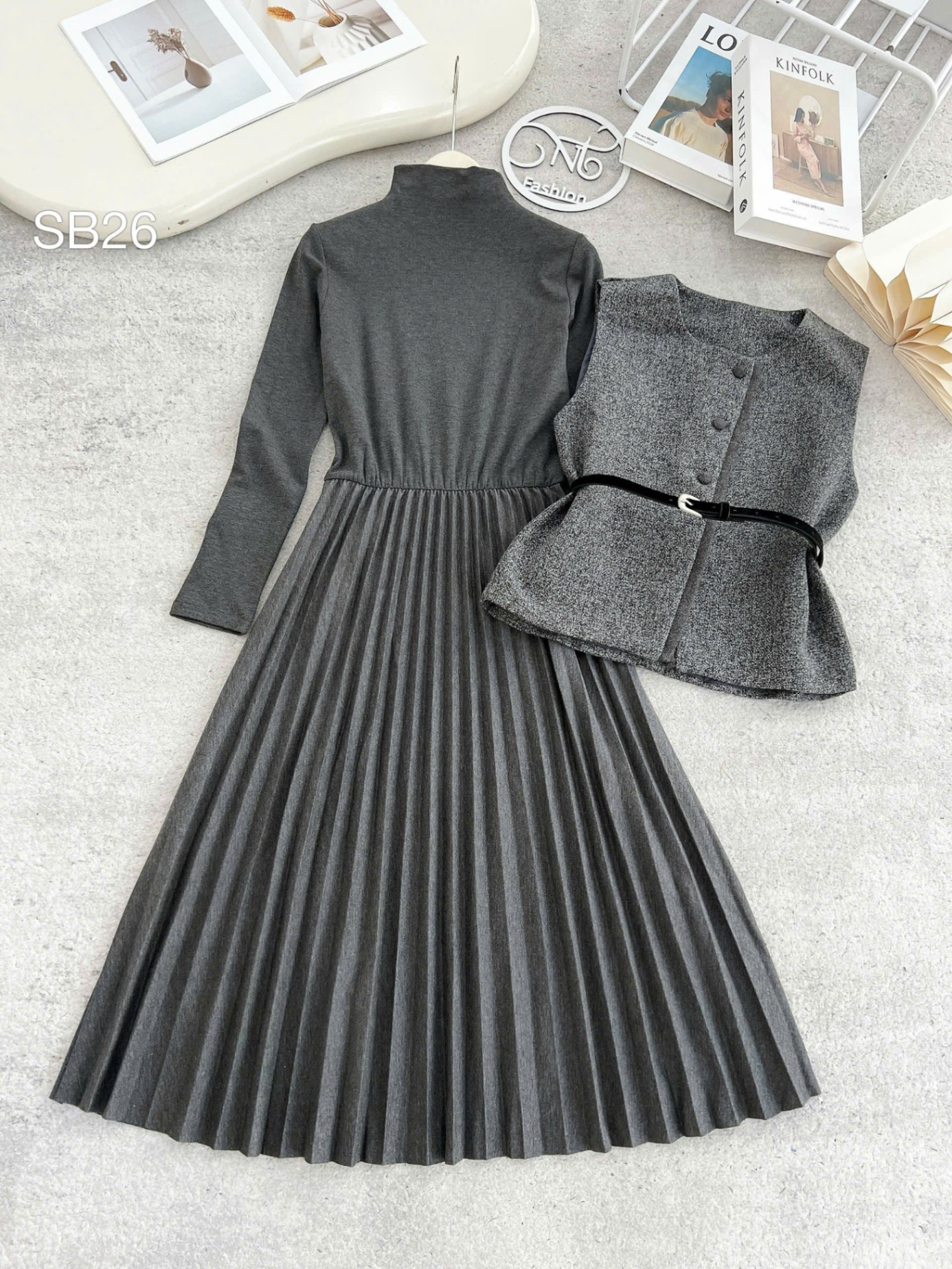 SB26 set váy gile dạ