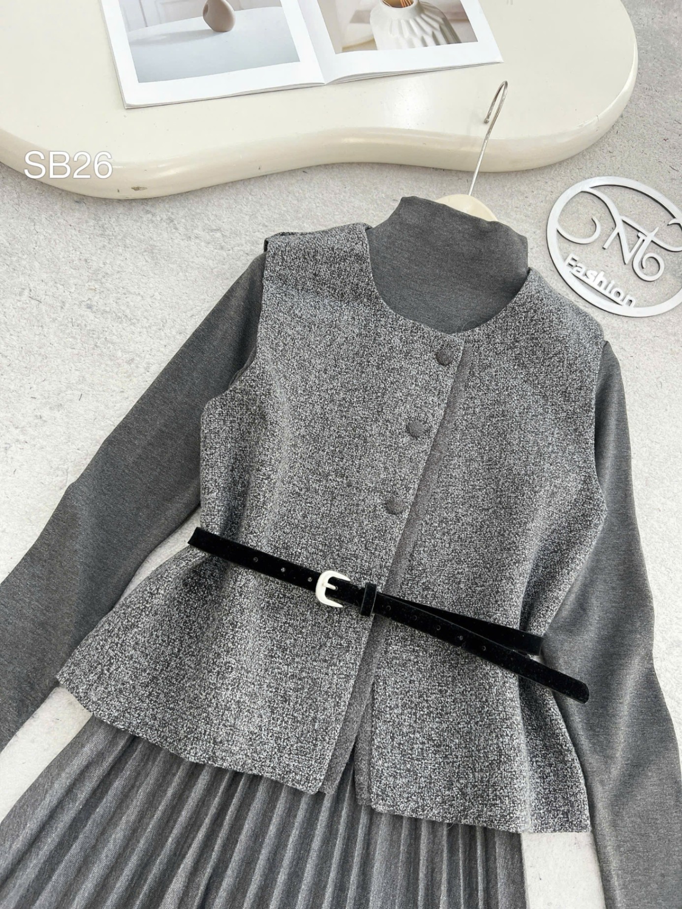 SB26 set váy gile dạ