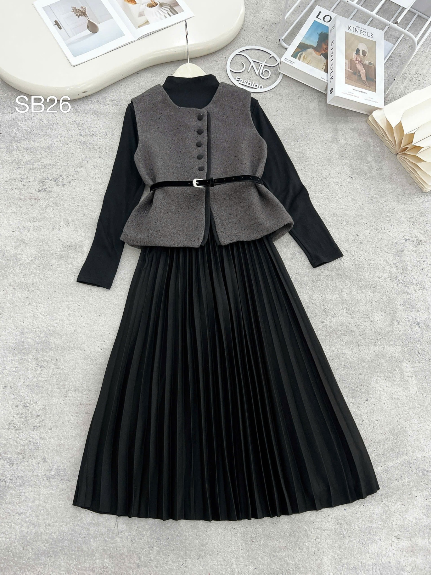 SB26 set váy gile dạ