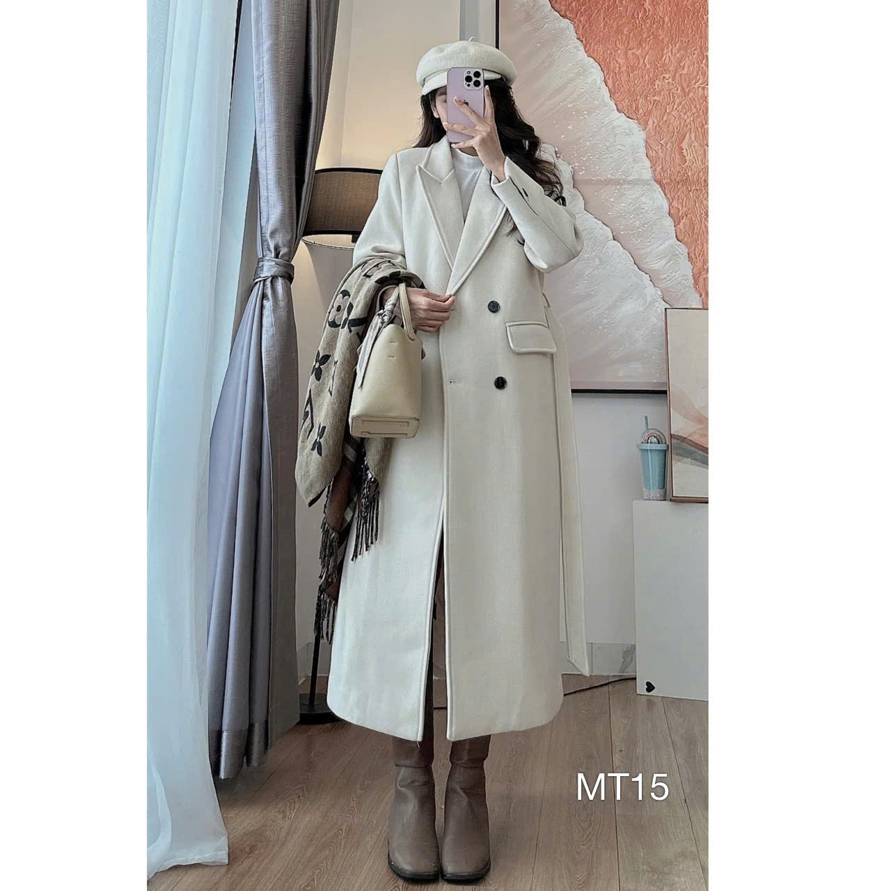 MT15 Áo khoác blazer dạ dáng dài trần bông
