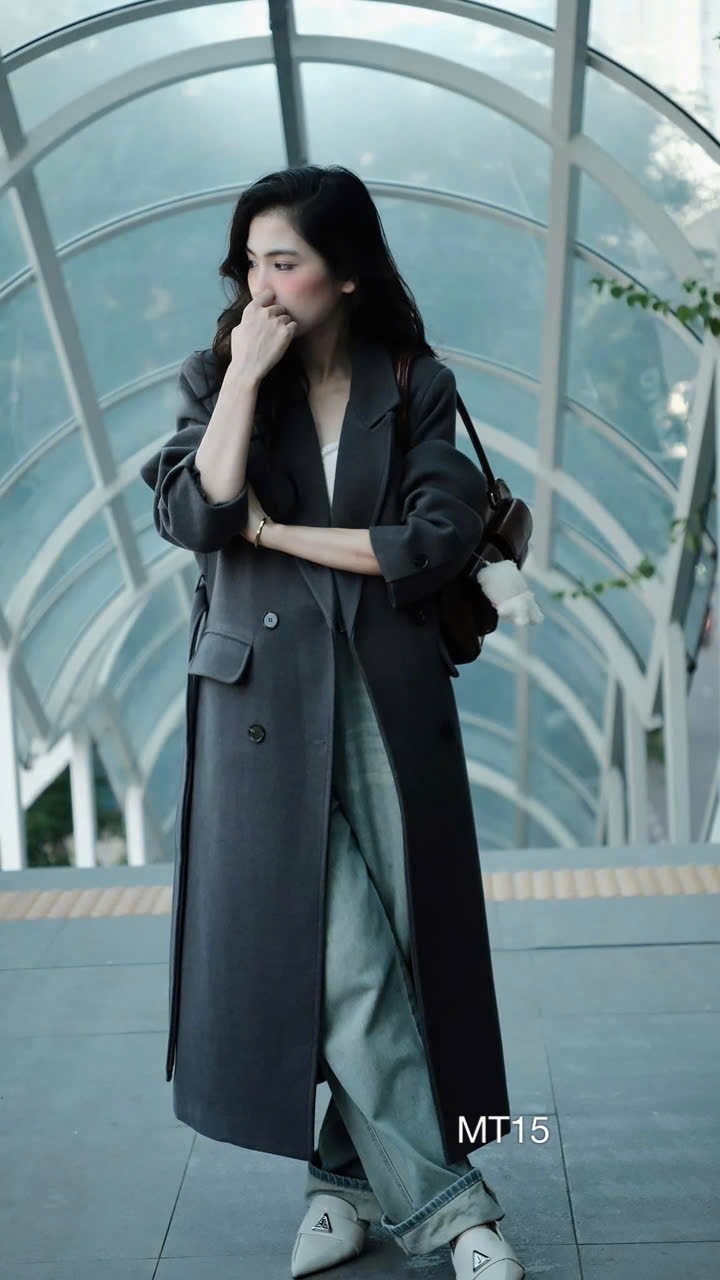 MT15 Áo khoác blazer dạ dáng dài trần bông