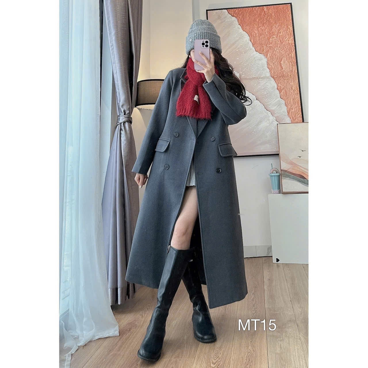 MT15 Áo khoác blazer dạ dáng dài trần bông