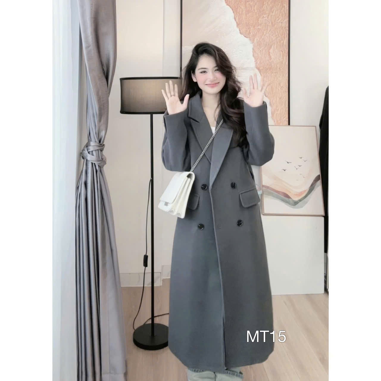 MT15 Áo khoác blazer dạ dáng dài trần bông