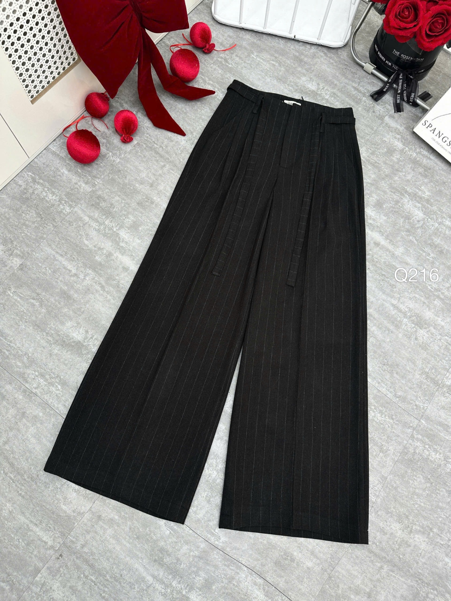 Q216 quần xuông nơ eo dài 100