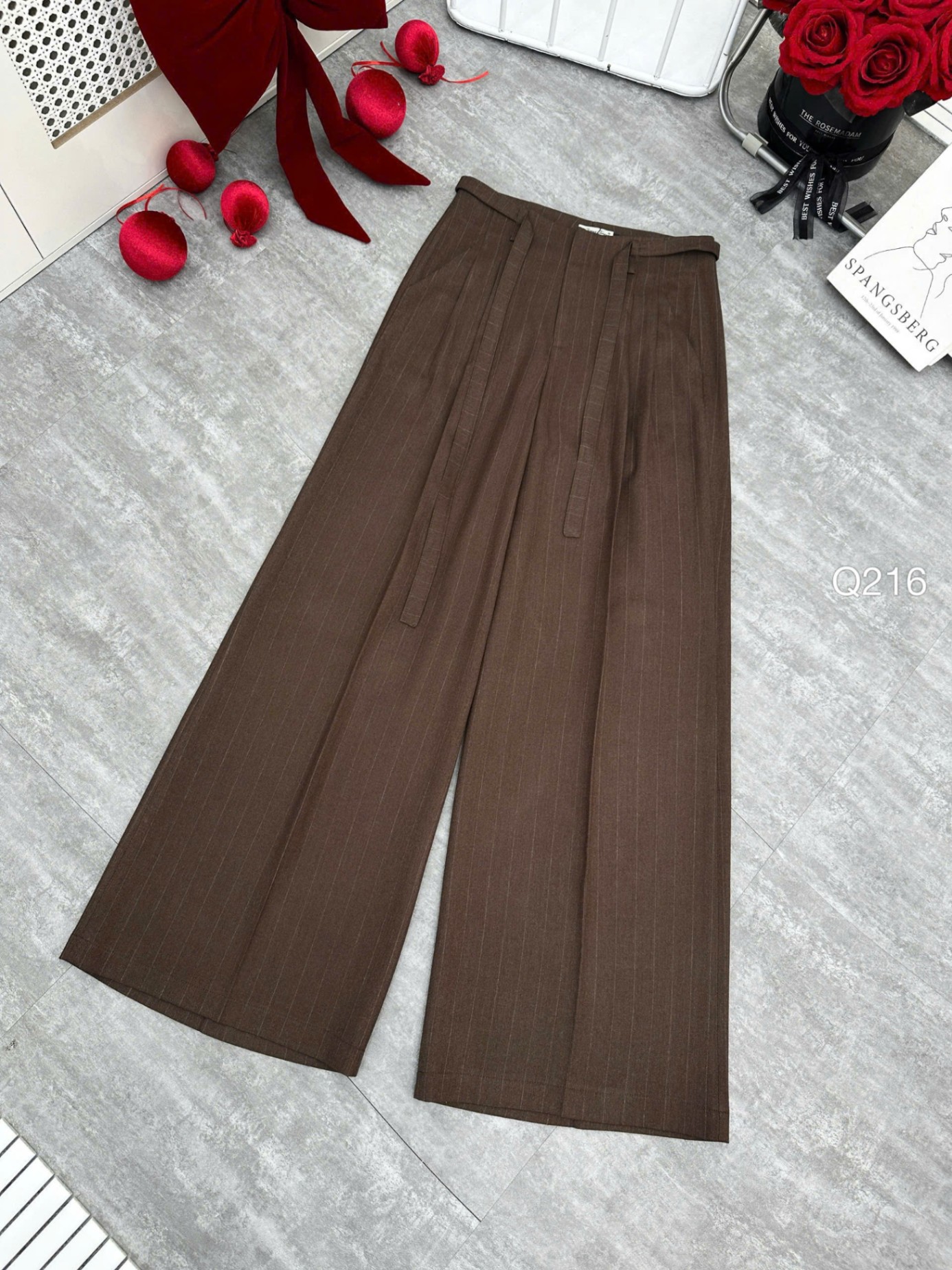 Q216 quần xuông nơ eo dài 100