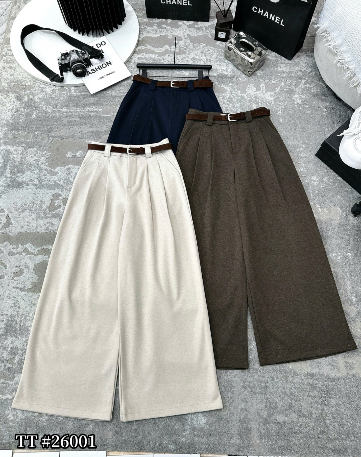 Q26001 Quần dạ xuông ly kèm đai