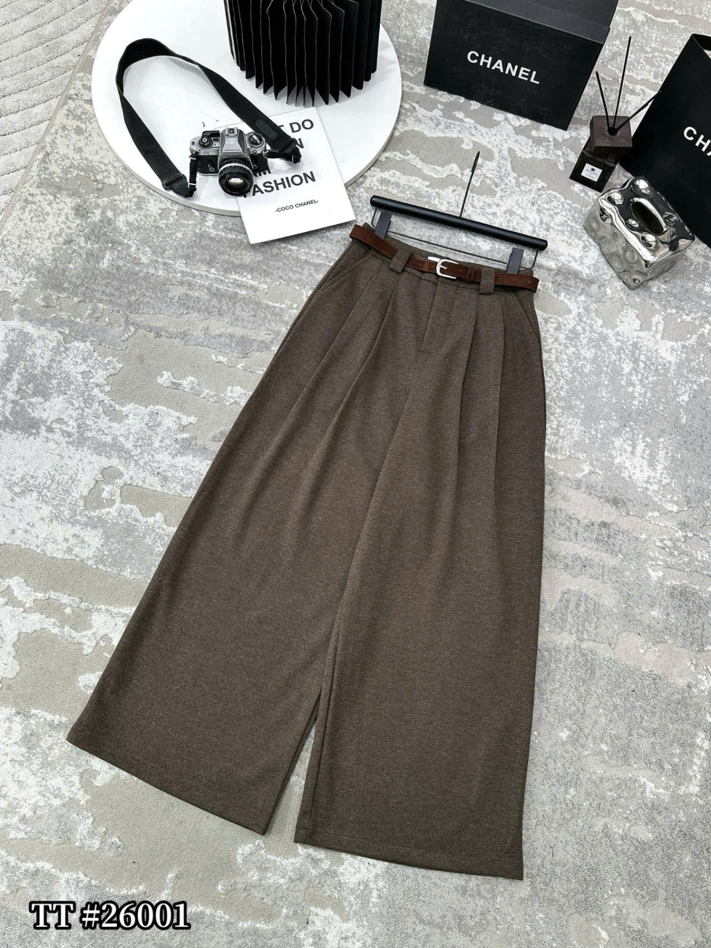 Q26001 Quần dạ xuông ly kèm đai