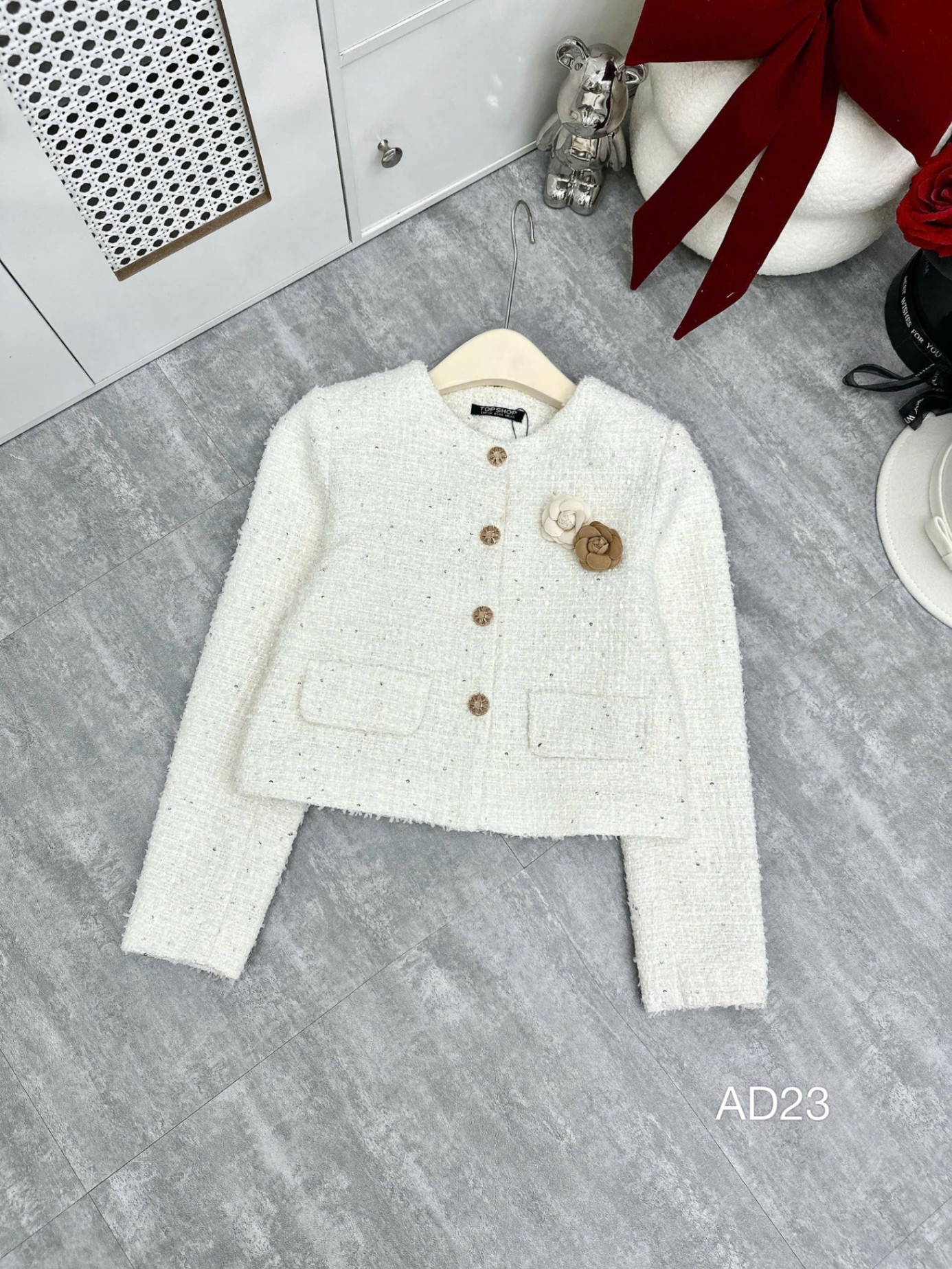 AD23 Áo dạ kim tuyến 4 cúc