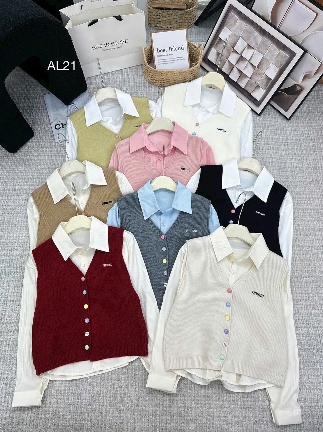 AL21 Sét áo len kèm sơ mi miumiu