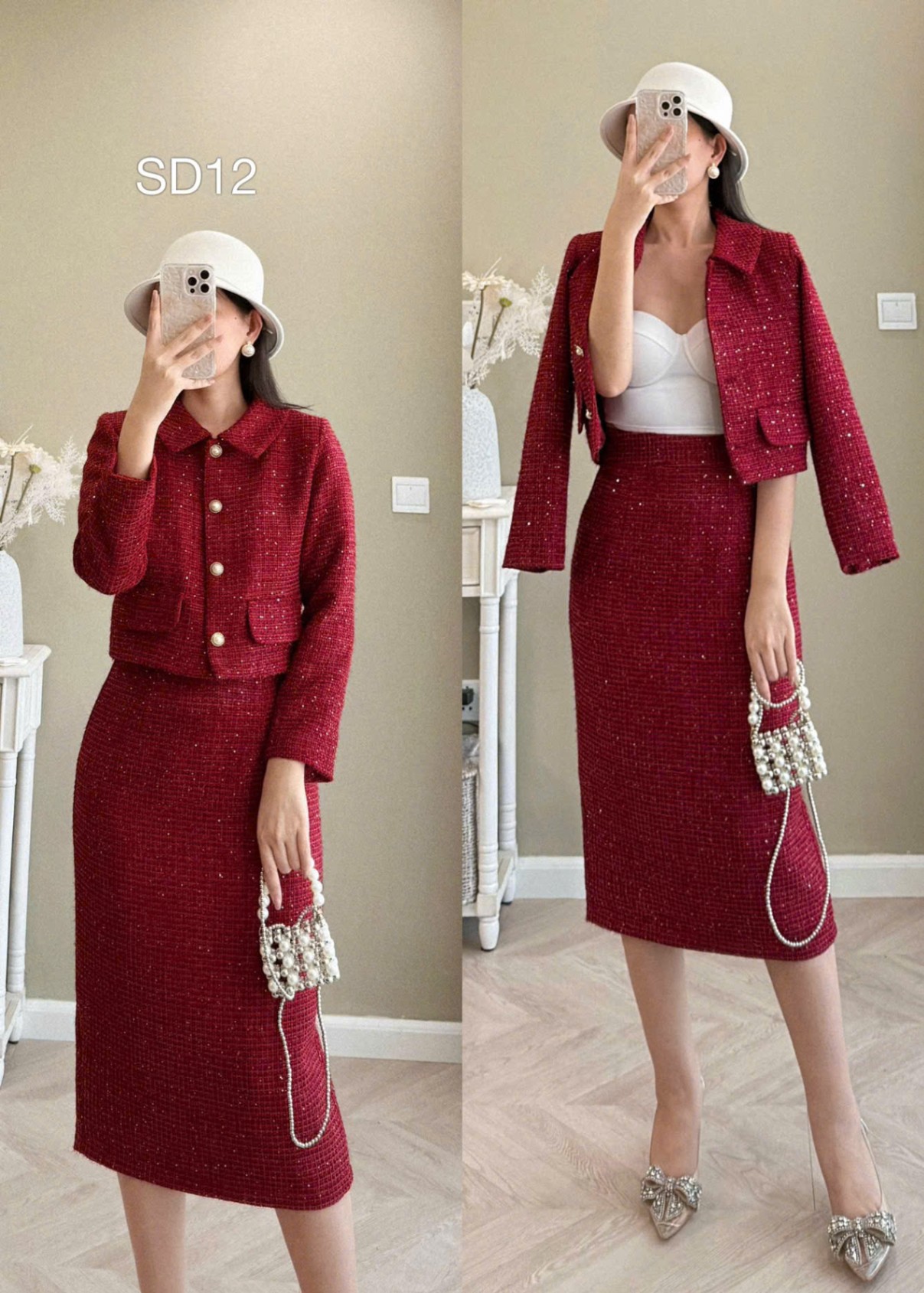SD12 Sét dạ cổ bẻ cúc ngọc