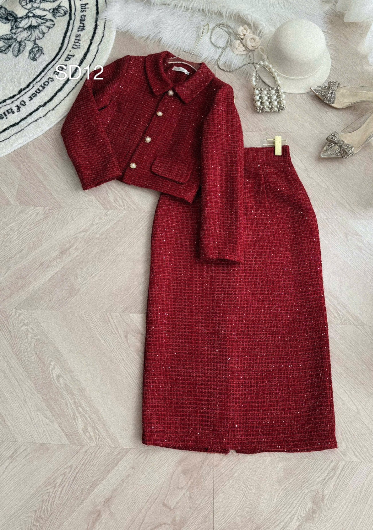 SD12 Sét dạ cổ bẻ cúc ngọc