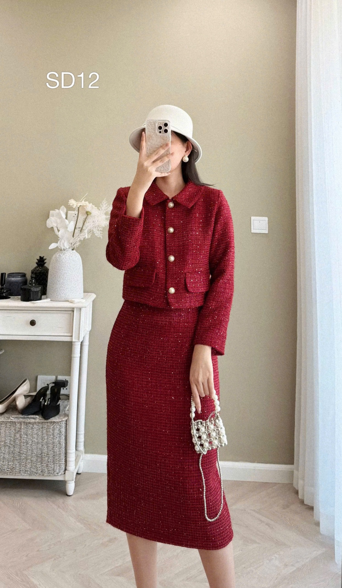 SD12 Sét dạ cổ bẻ cúc ngọc