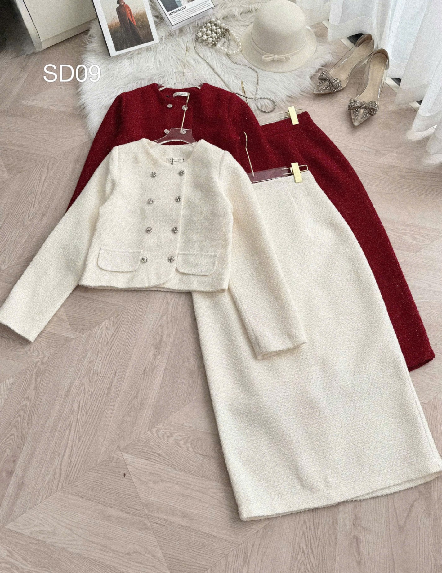SD09 Sét dạ dáng dài 2 hàng cúc