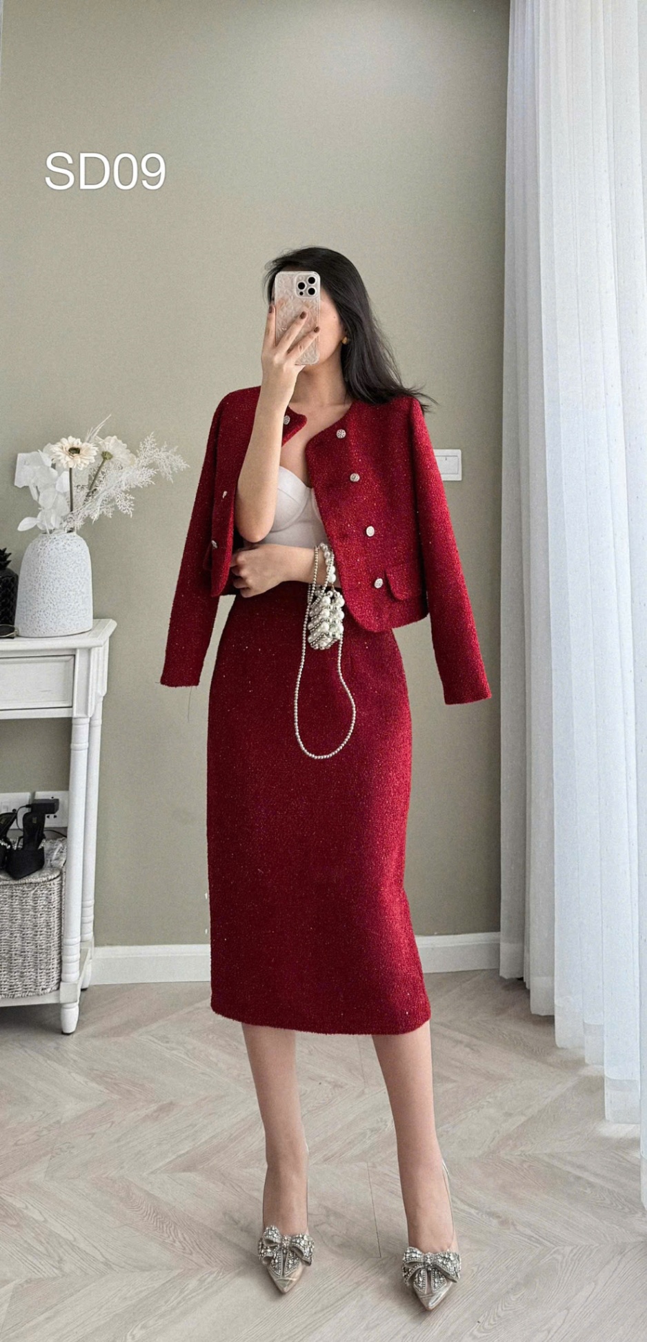 SD09 Sét dạ dáng dài 2 hàng cúc