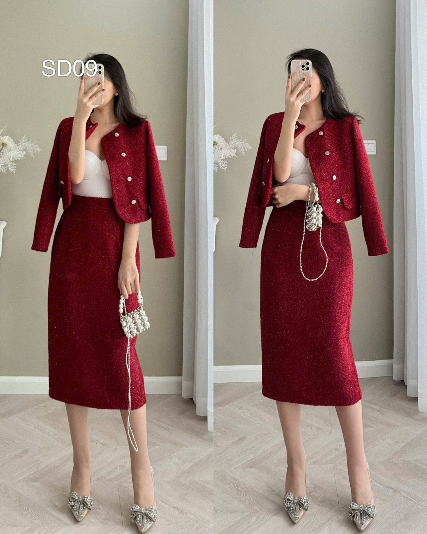 SD09 Sét dạ dáng dài 2 hàng cúc