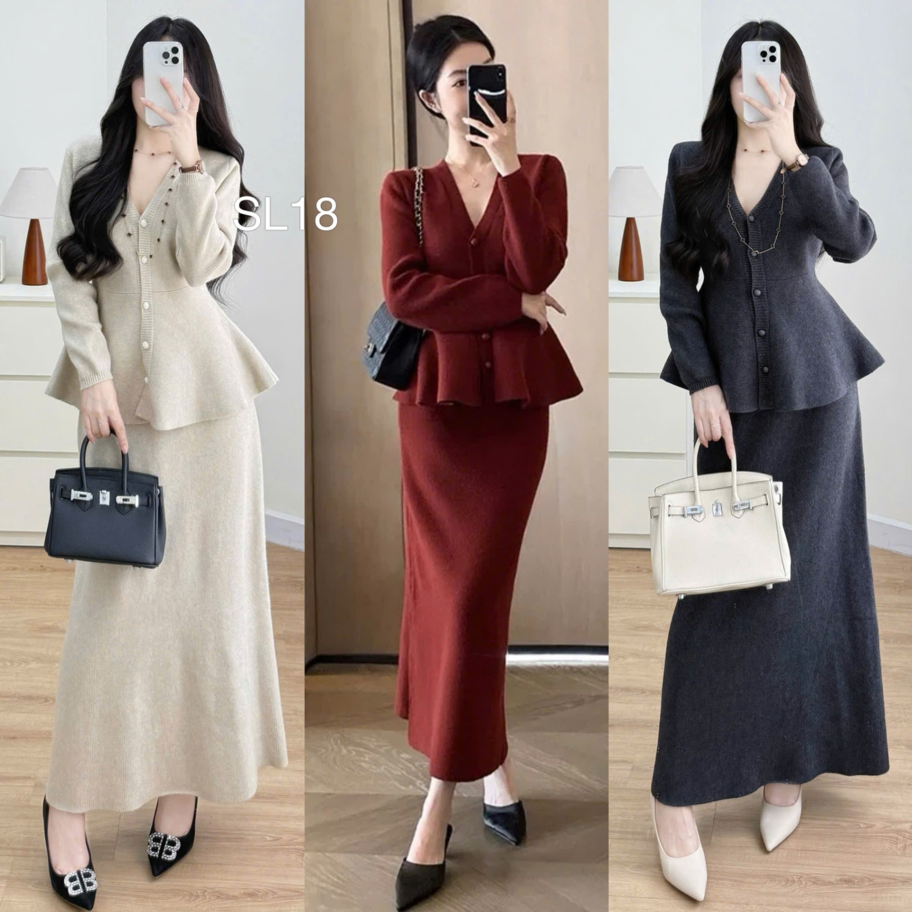 SL18 Set len xòe cúc cài