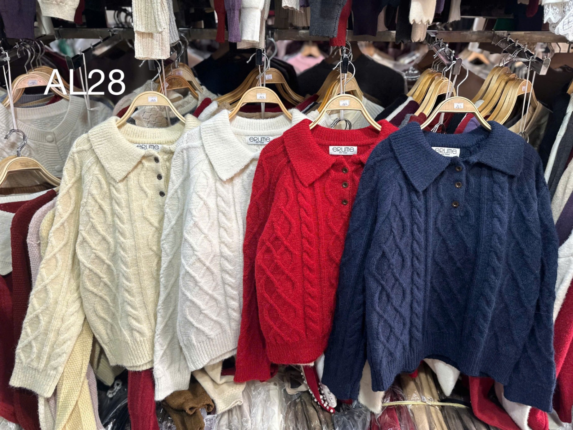 AL28 áo len thừng cổ bẻ