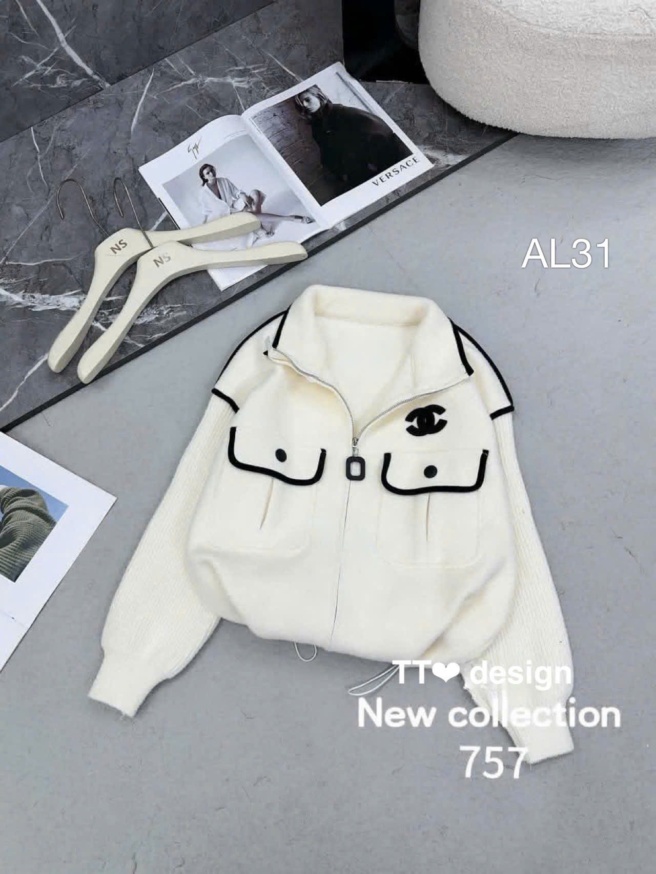 AL31 áo len dạ ép khóa