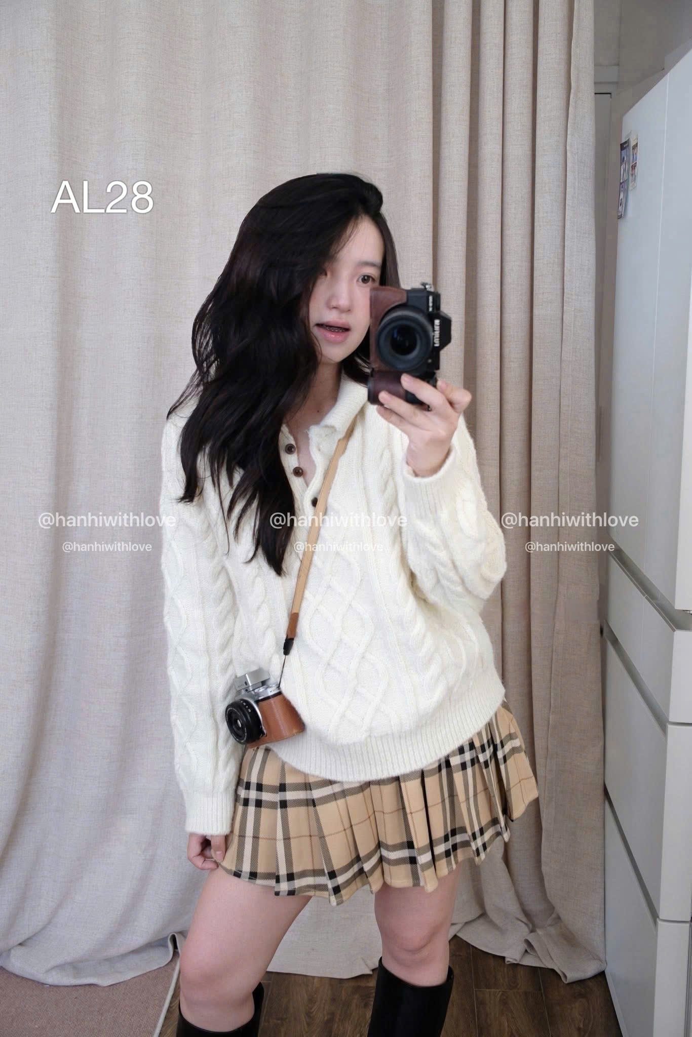 AL28 áo len thừng cổ bẻ