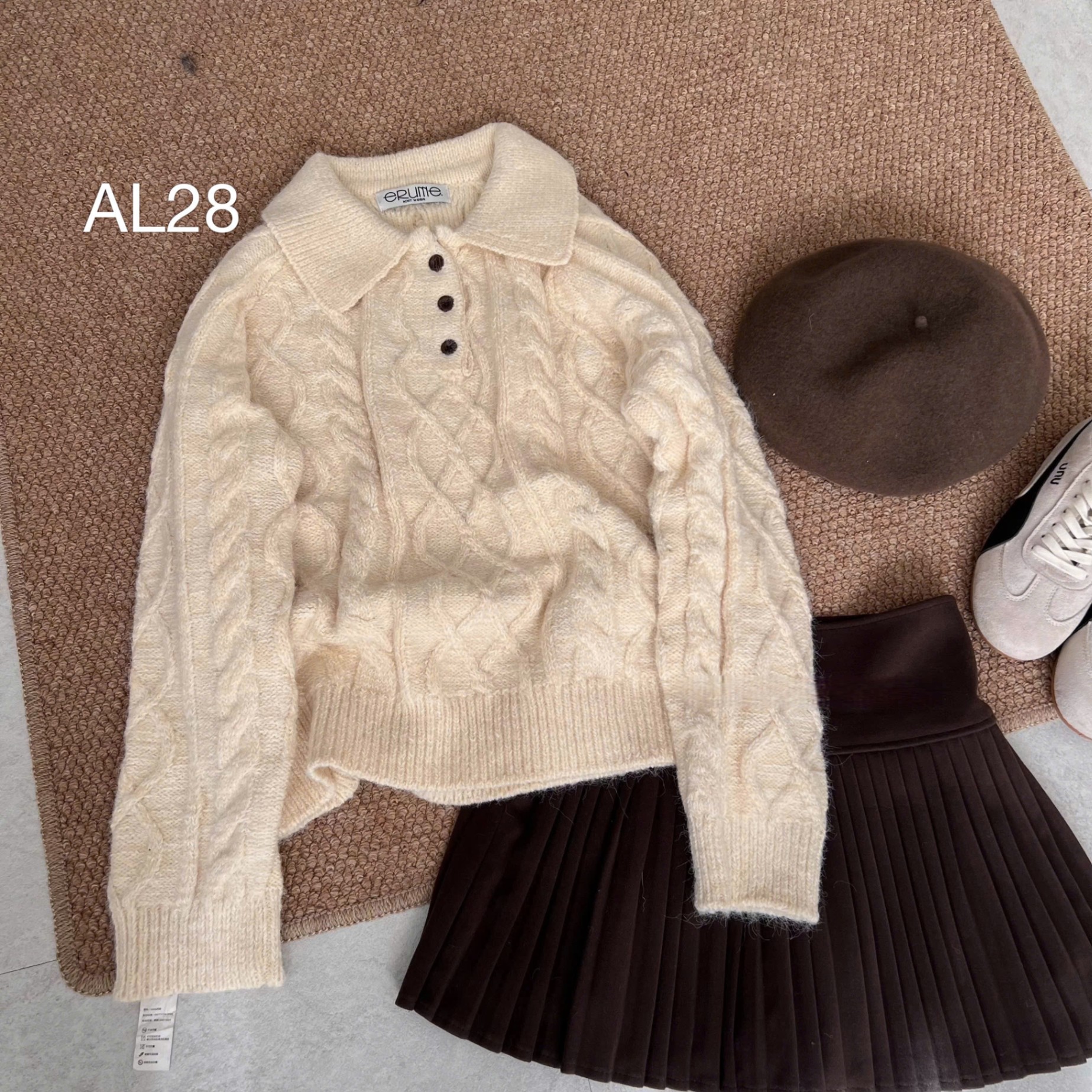 AL28 áo len thừng cổ bẻ