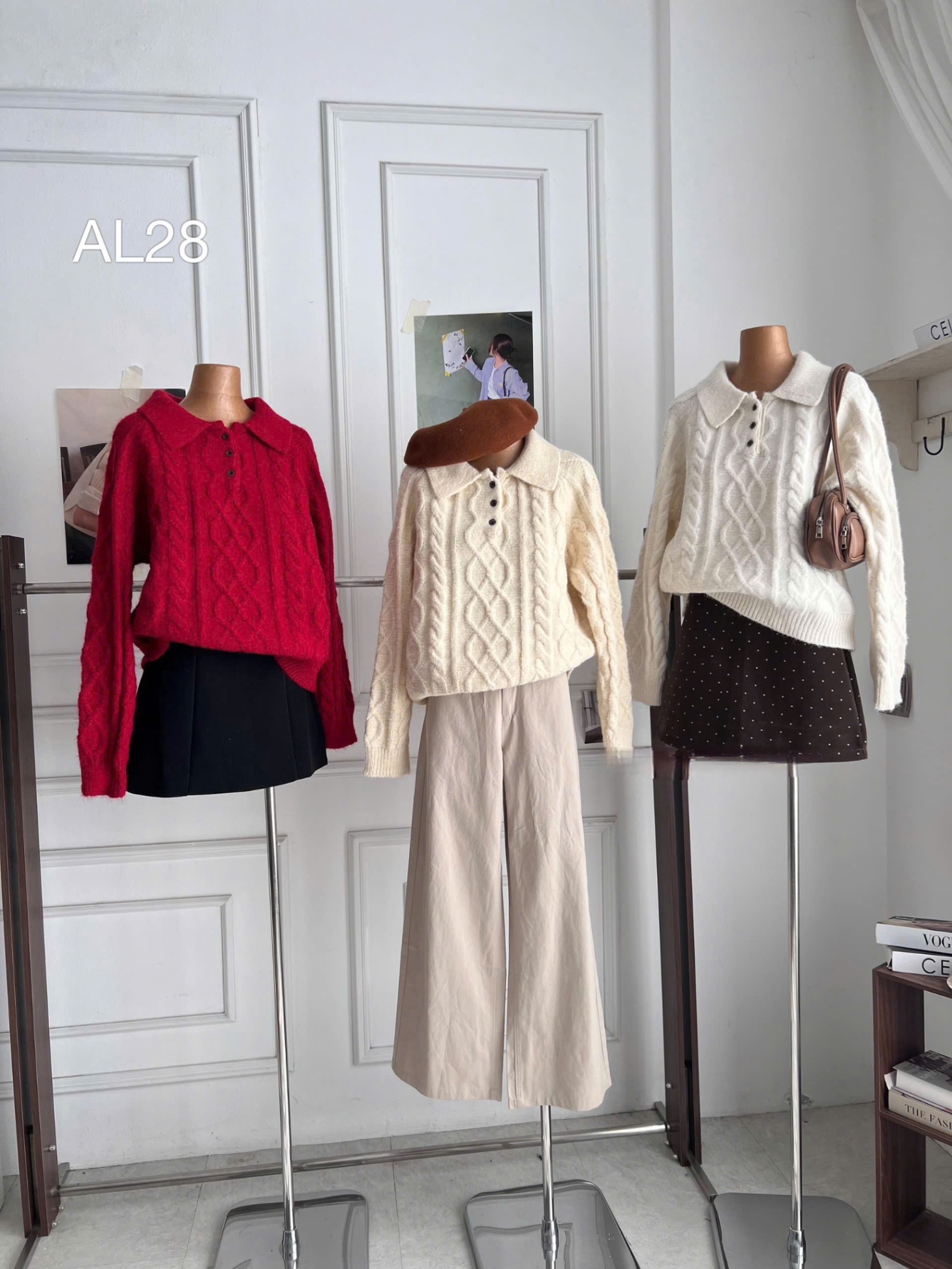 AL28 áo len thừng cổ bẻ