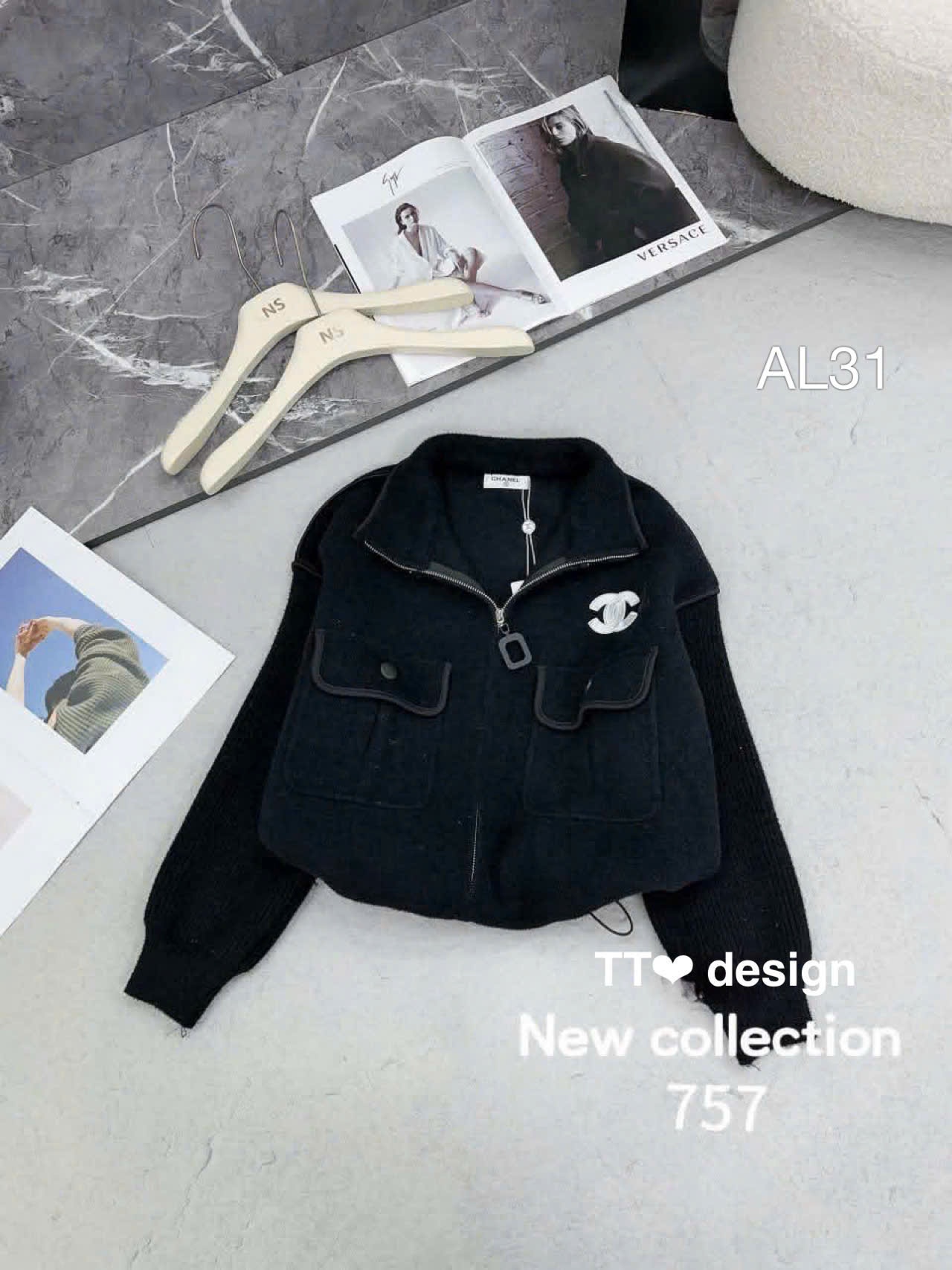 AL31 áo len dạ ép khóa