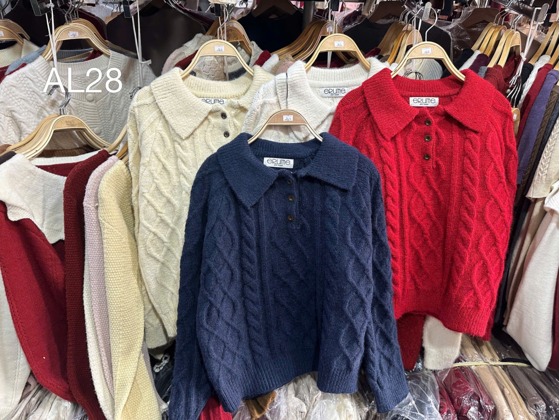 AL28 áo len thừng cổ bẻ