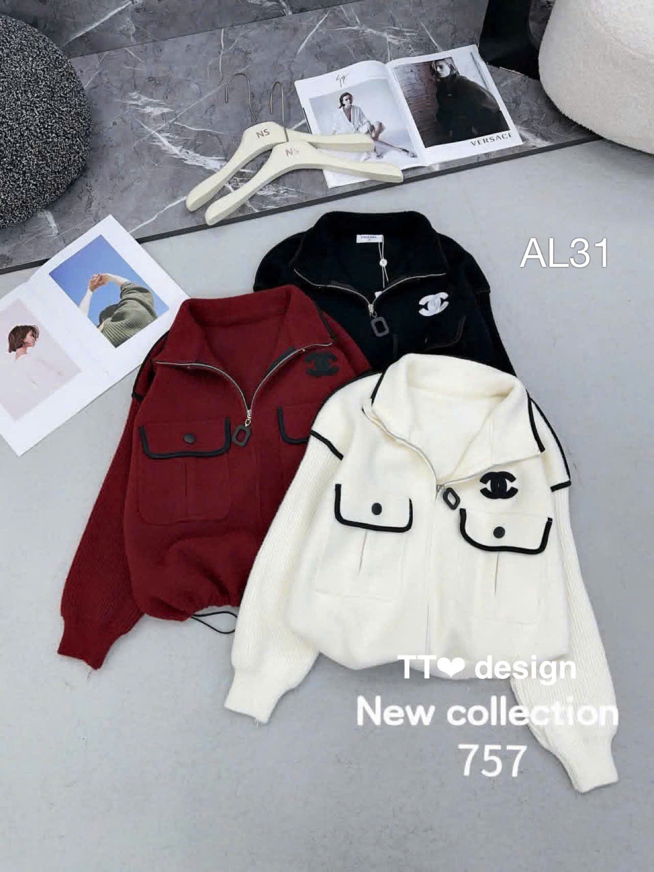 AL31 áo len dạ ép khóa