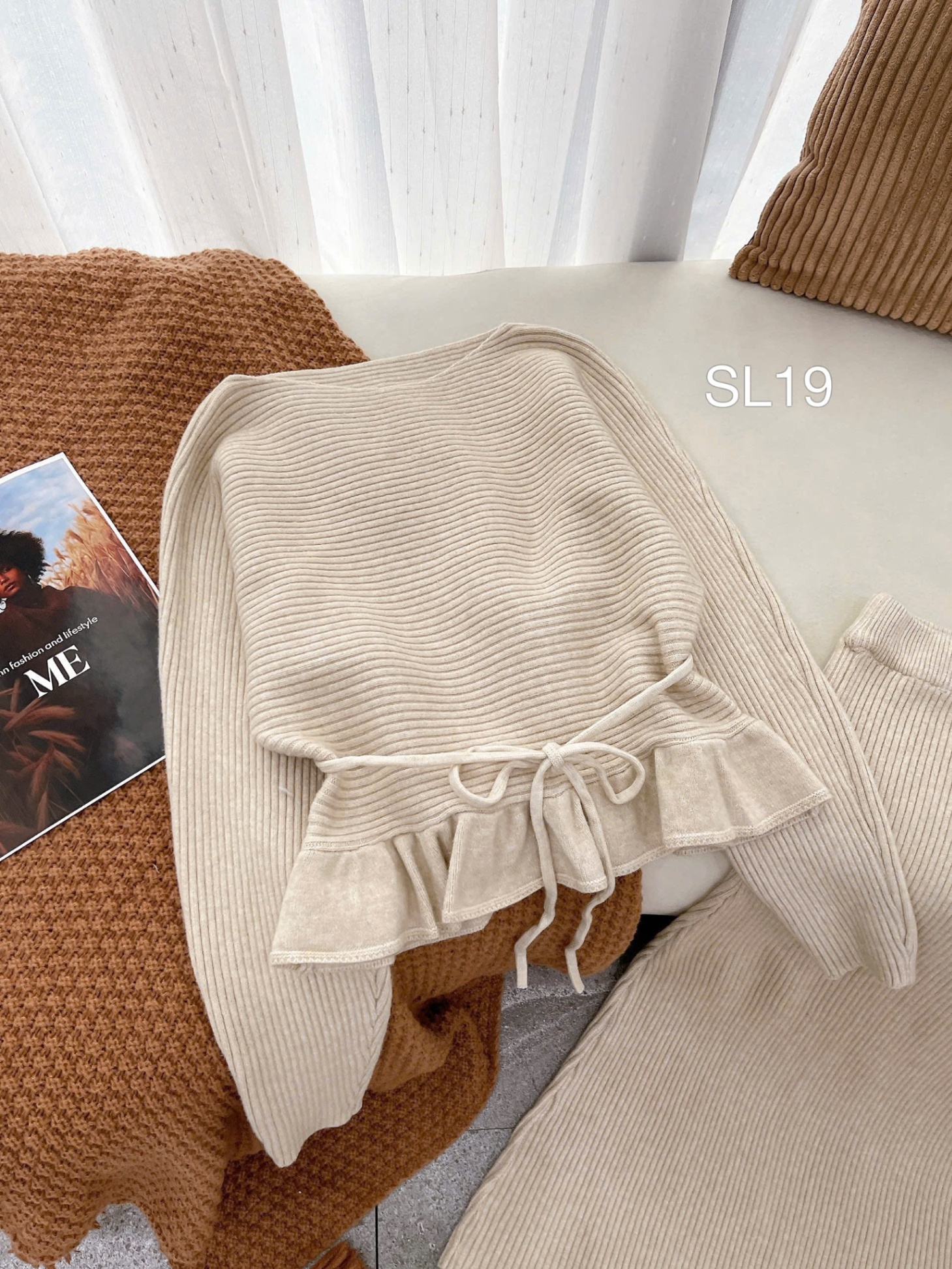 SL19 set len peplum dây đai