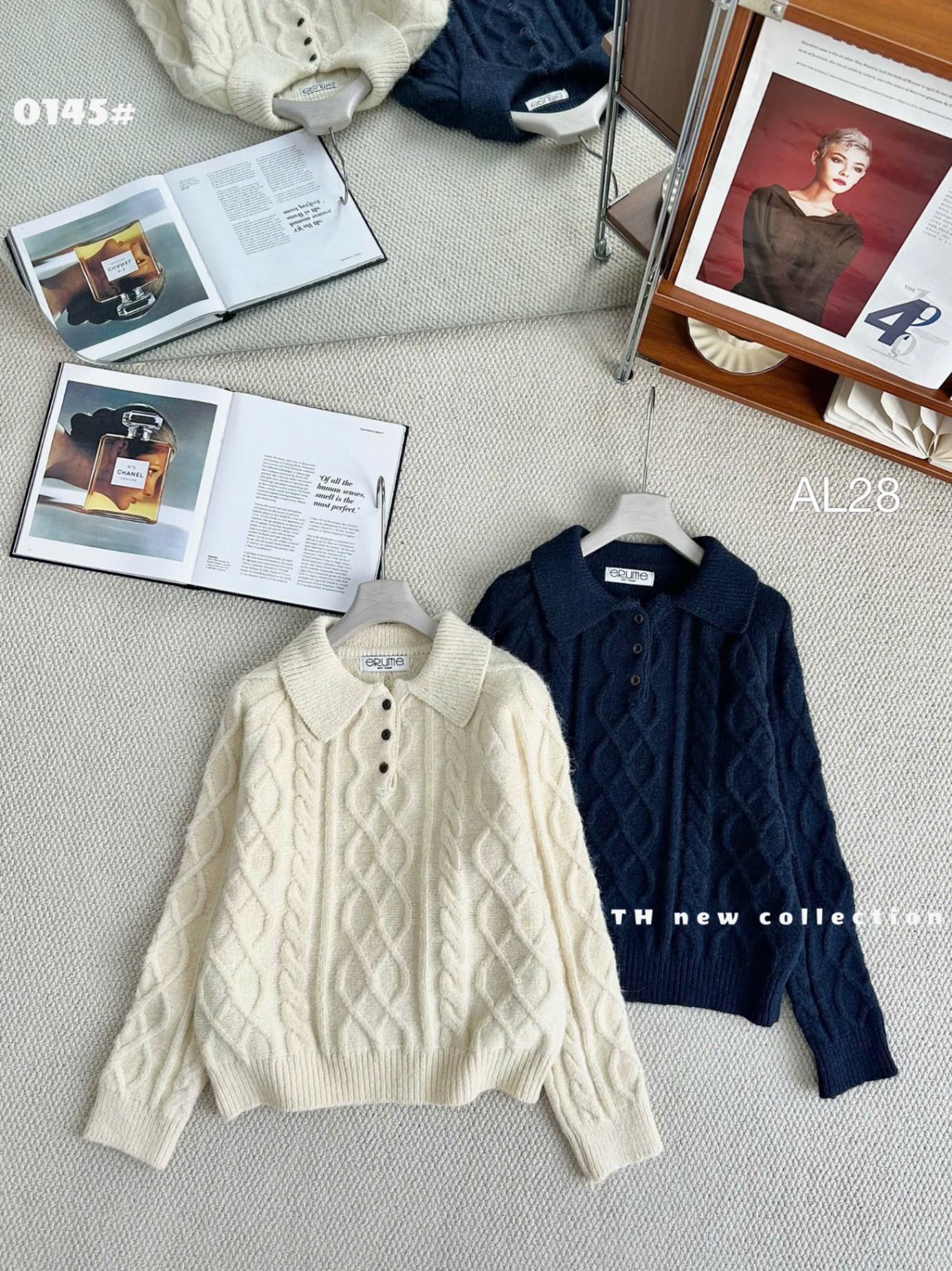 AL28 áo len thừng cổ bẻ