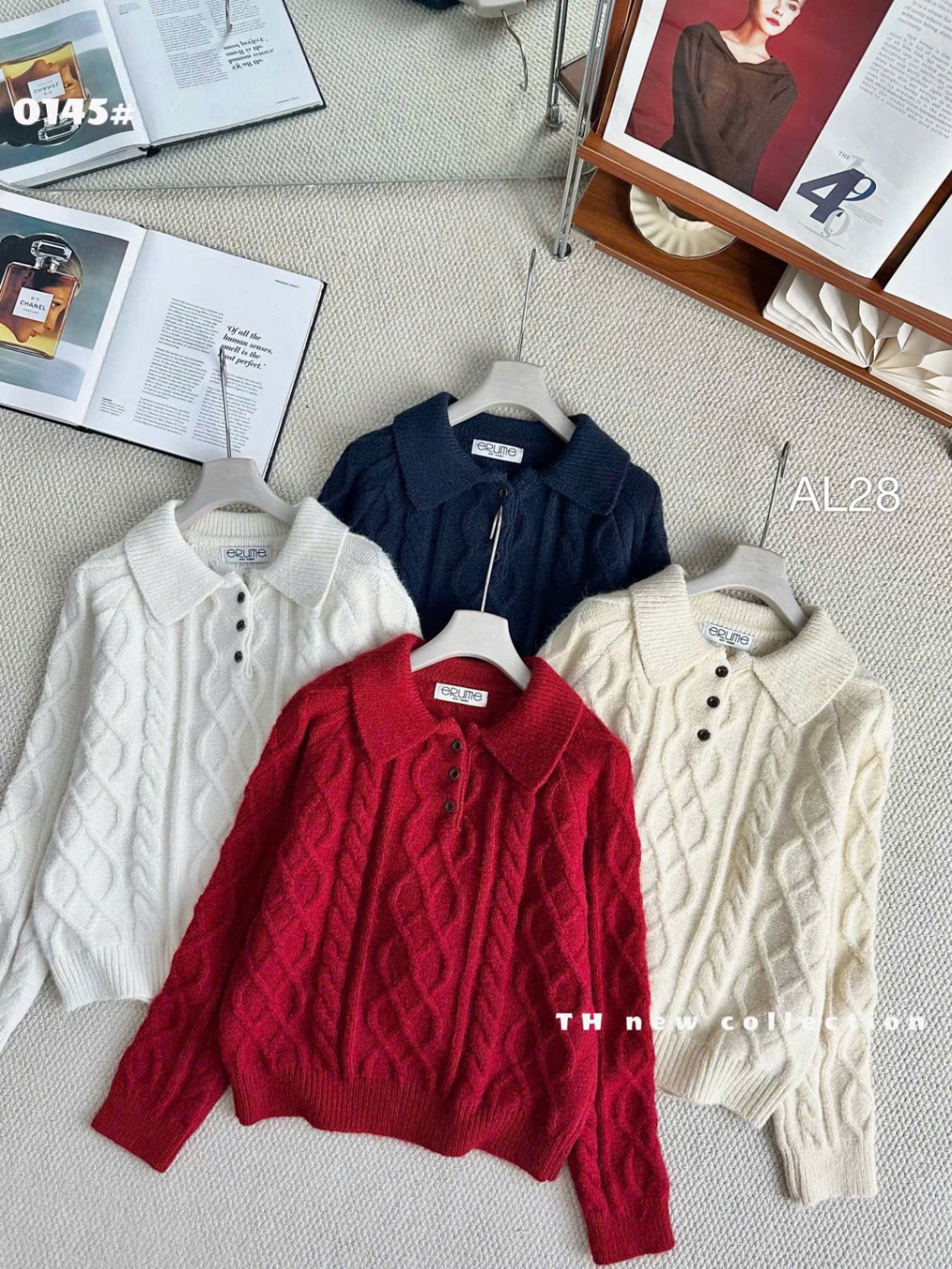 AL28 áo len thừng cổ bẻ