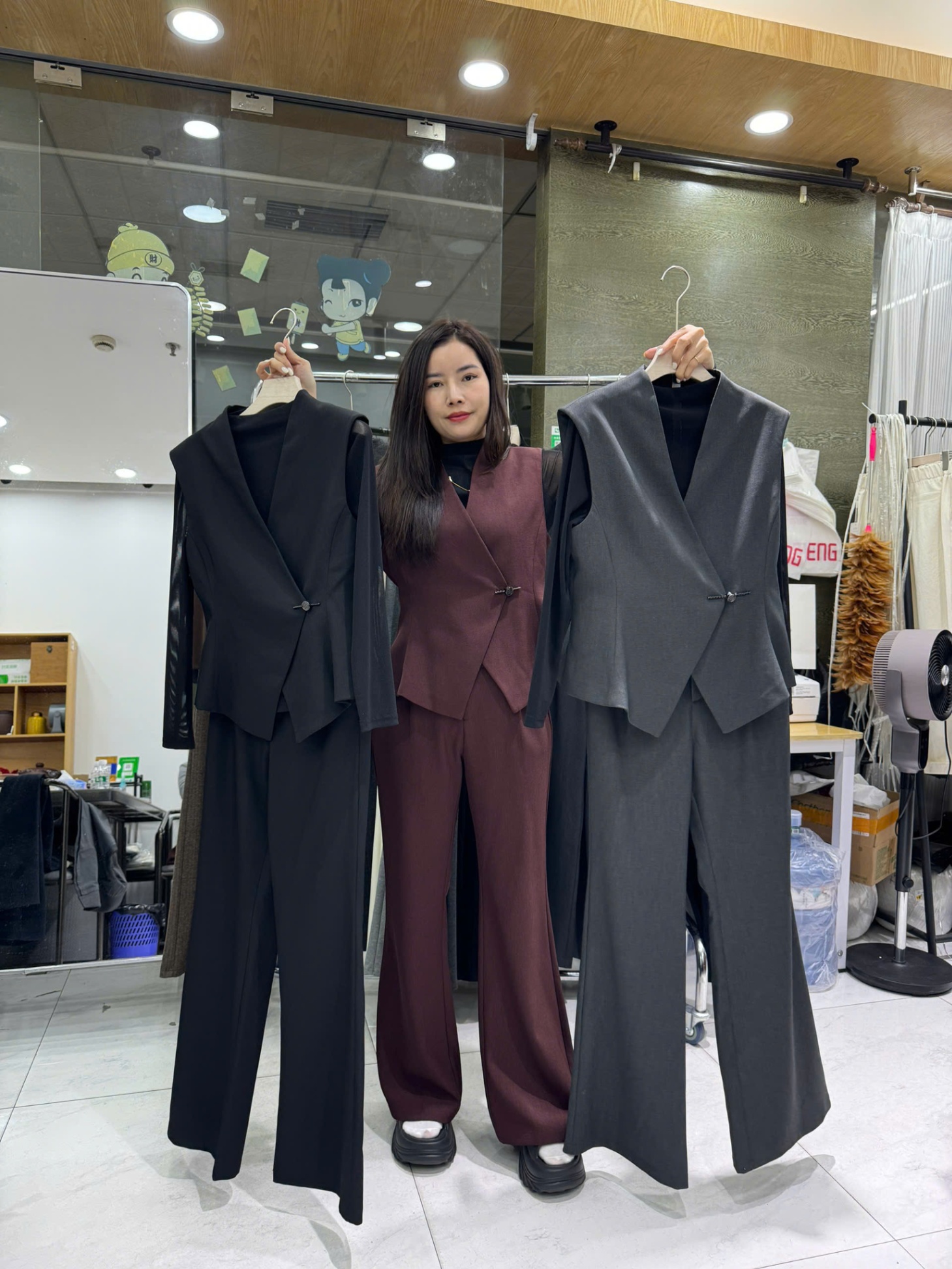 SQC3 Sét gile quần xuông vạt lệch