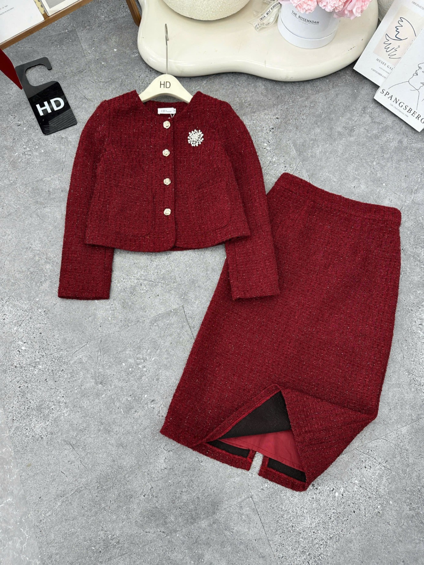 SD16 Set dạ cổ tròn phối hoa