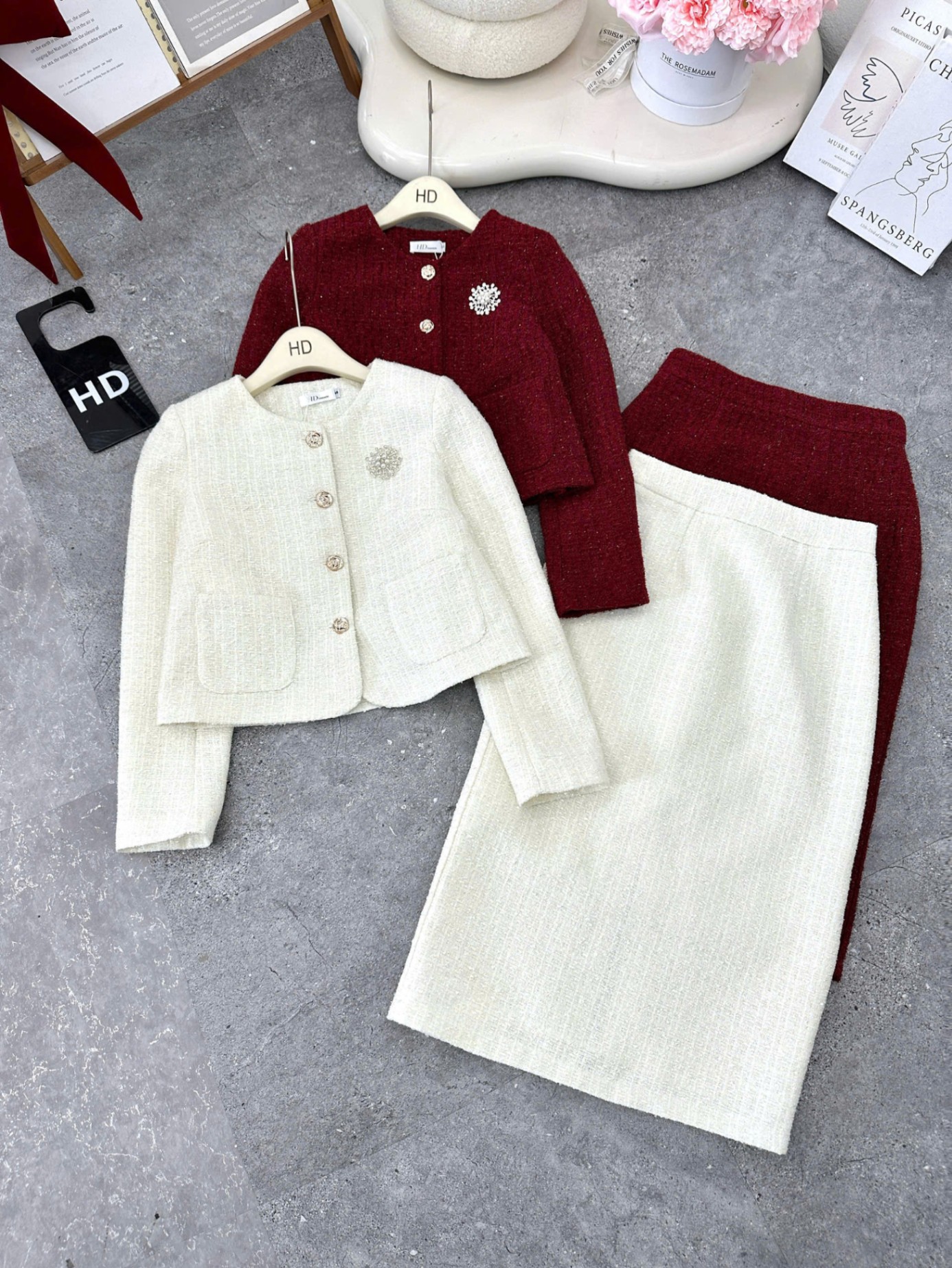SD16 Set dạ cổ tròn phối hoa