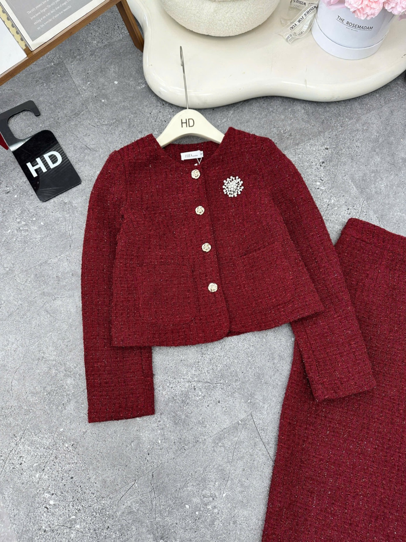 SD16 Set dạ cổ tròn phối hoa