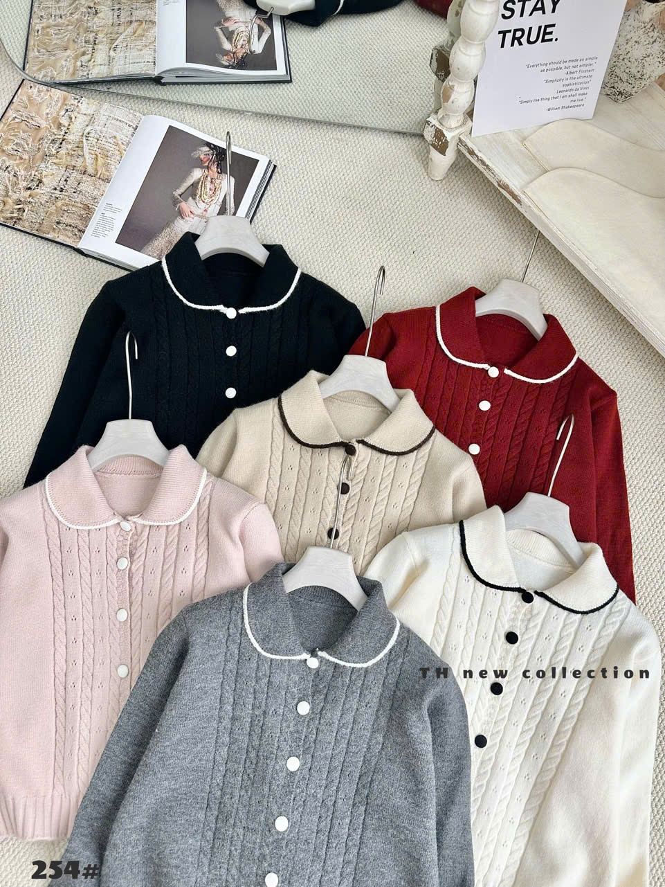 AL254 Áo len thừng cổ sen