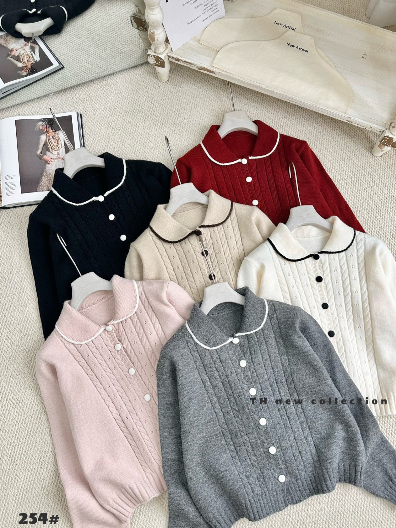 AL254 Áo len thừng cổ sen