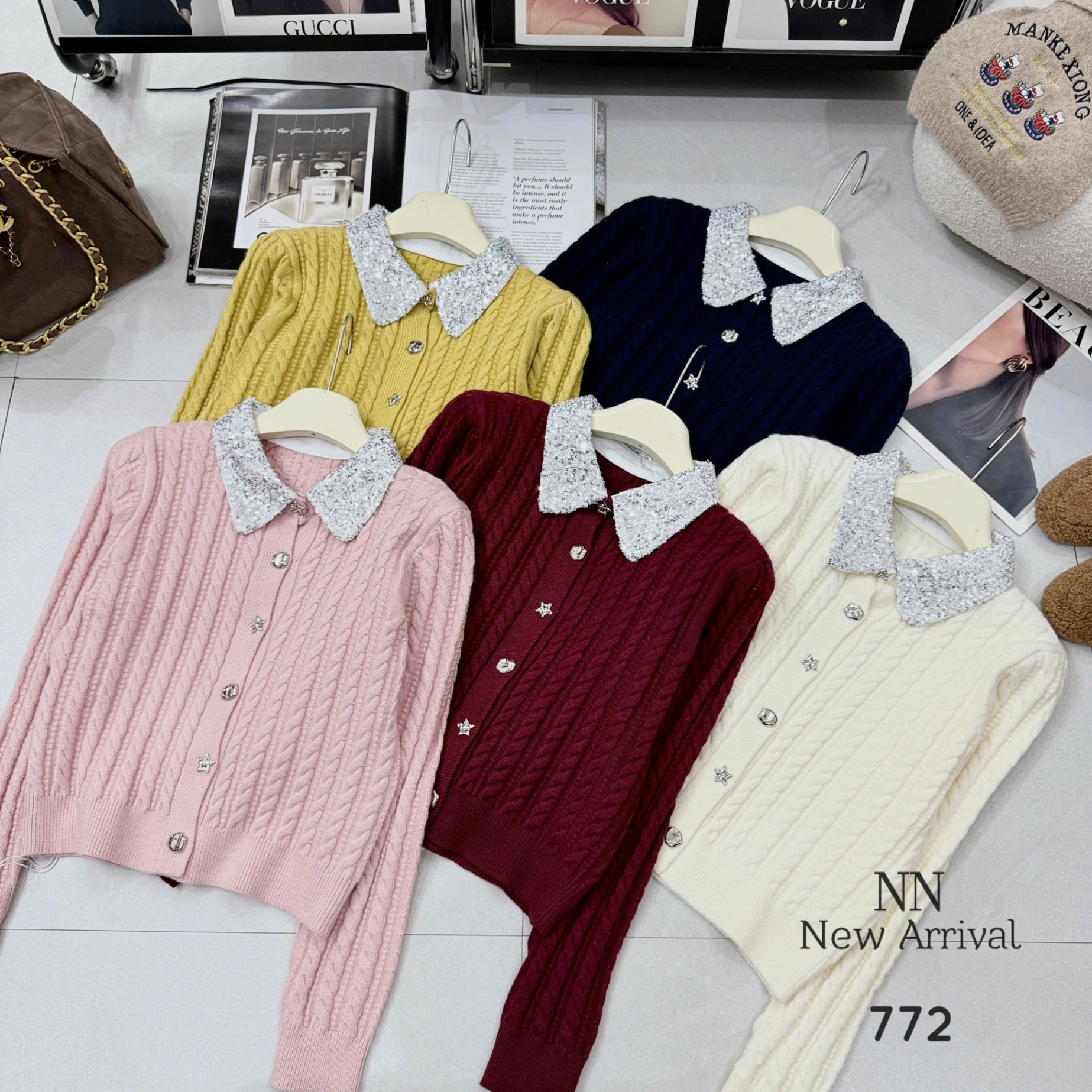 AL772 áo len thừng cổ nhũ